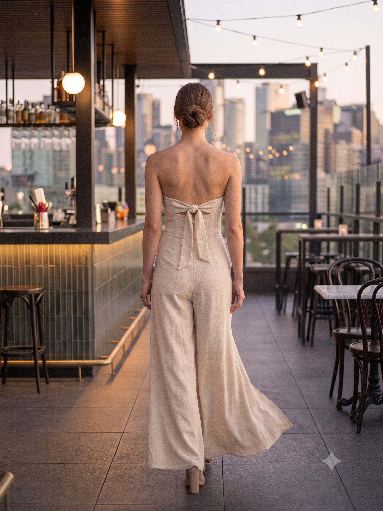 Flicker Crepe Jumpsuit in Cloud, back