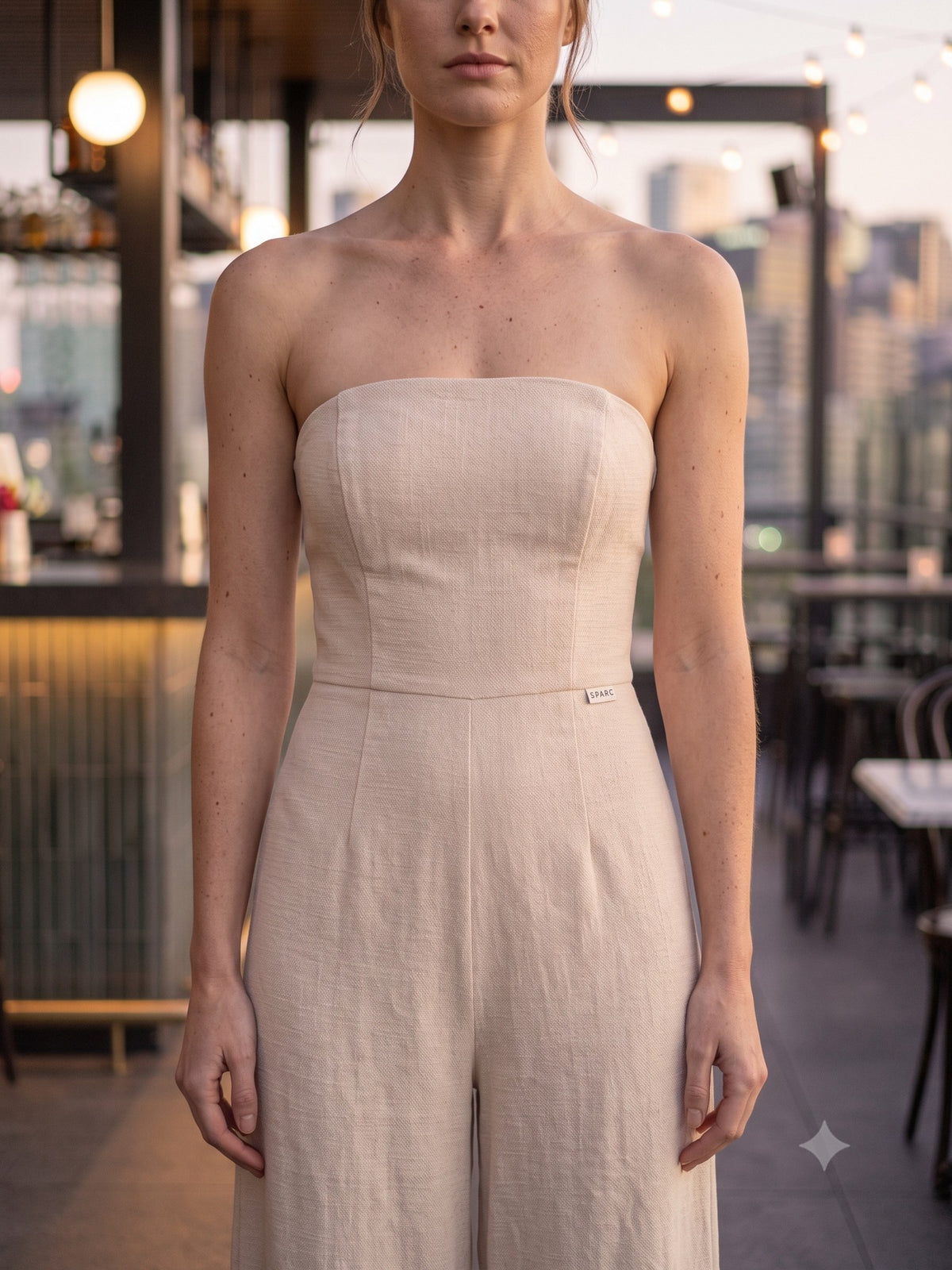 Flicker Crepe Jumpsuit in Cloud, detail