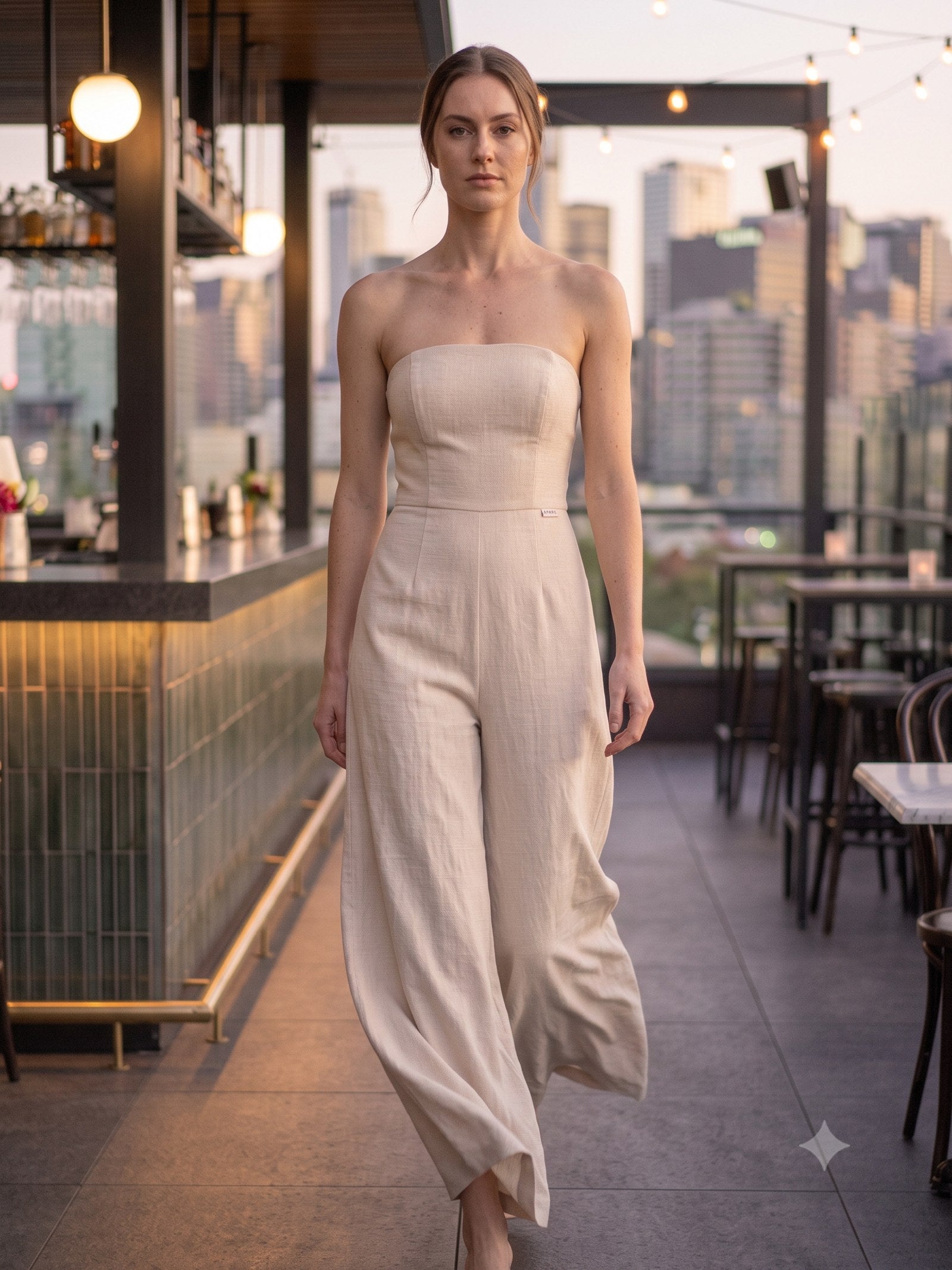 Flicker Crepe Jumpsuit in Cloud, in motion
