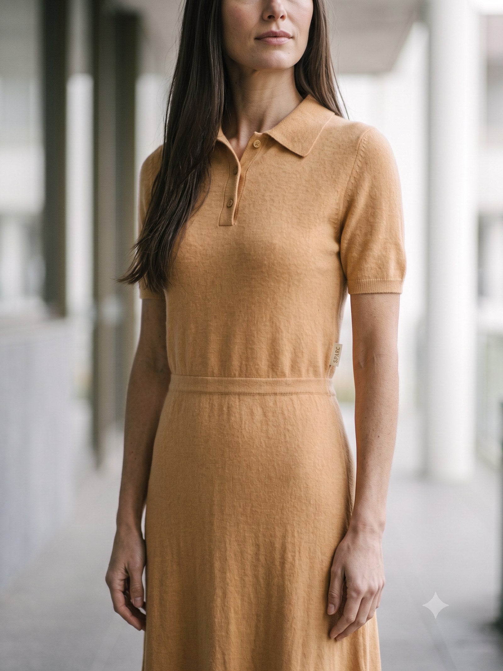 Form Cashmere-Silk Polo Knit in Butter, detail