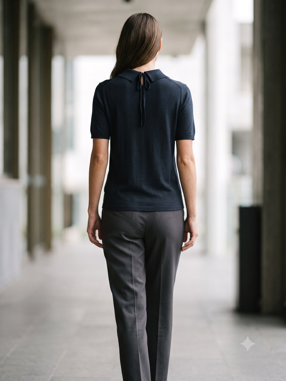 Form Cashmere-Silk Polo Knit in Ink, back