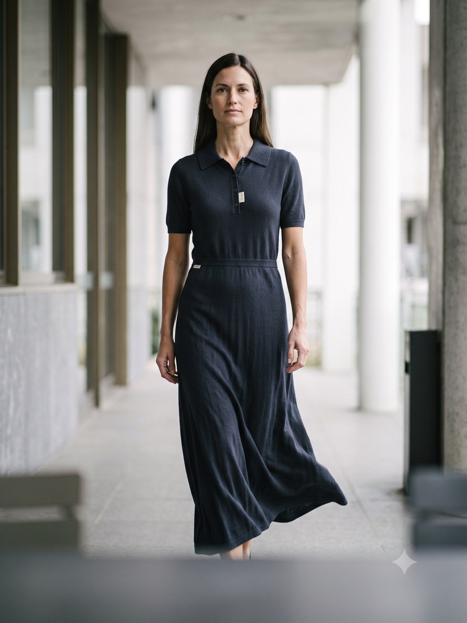 Form Cashmere-Silk Polo Knit in Ink, in motion