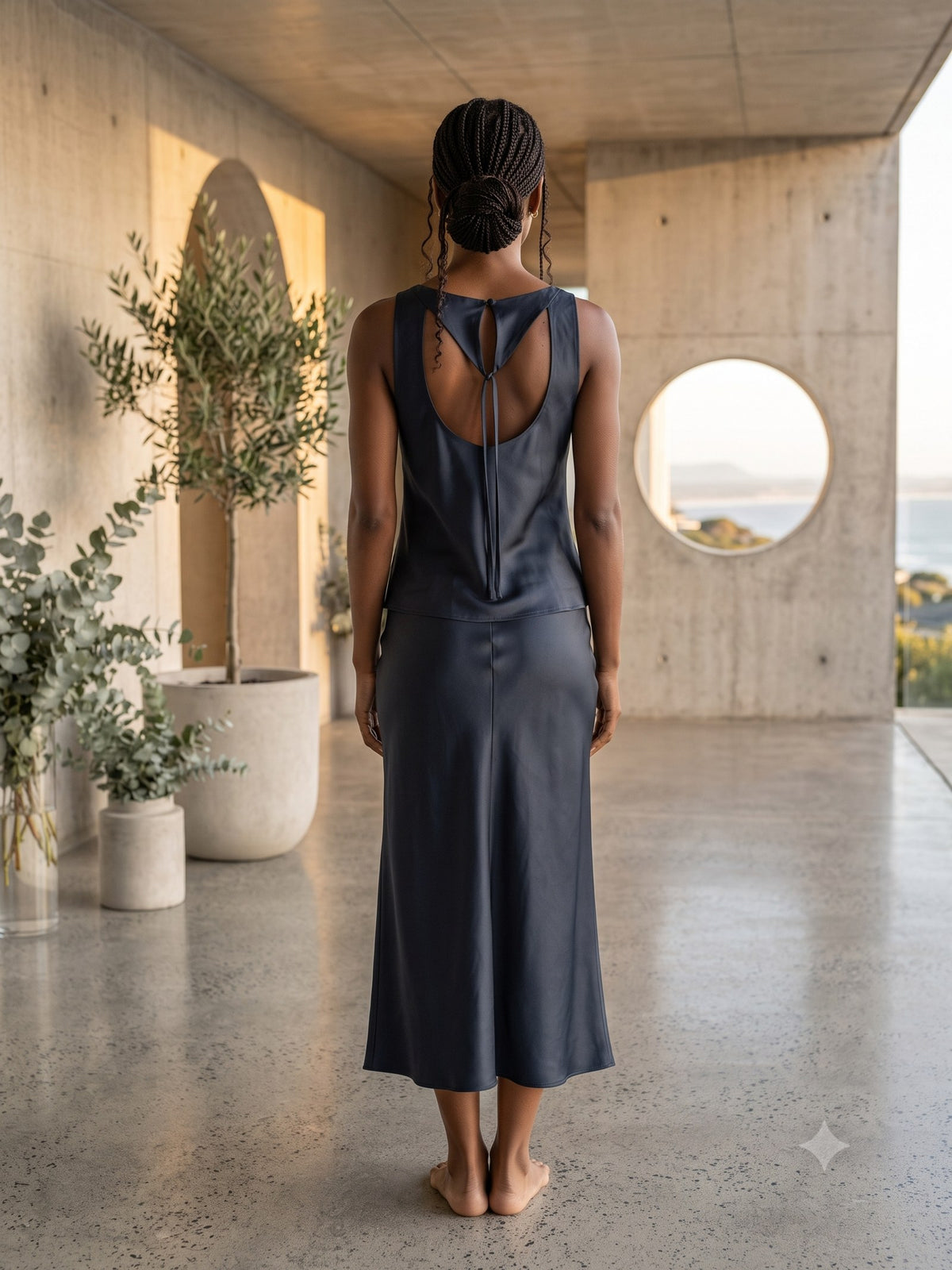 Glow Cami and Skirt Set in Ink, back
