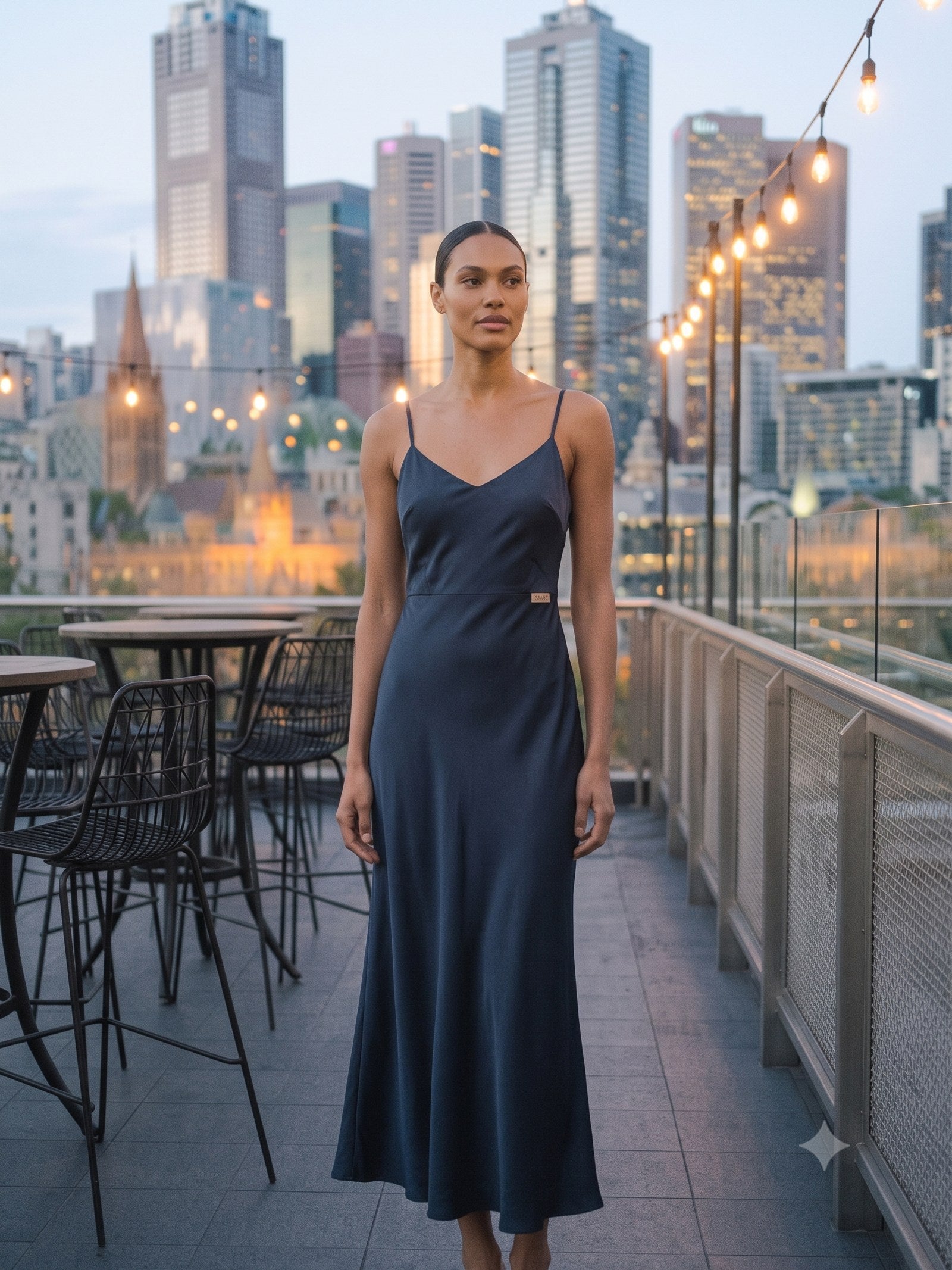 Halcyon Silk Slip in Ink, front