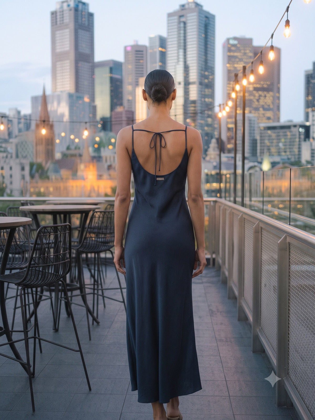 Halcyon Silk Slip in Ink, back