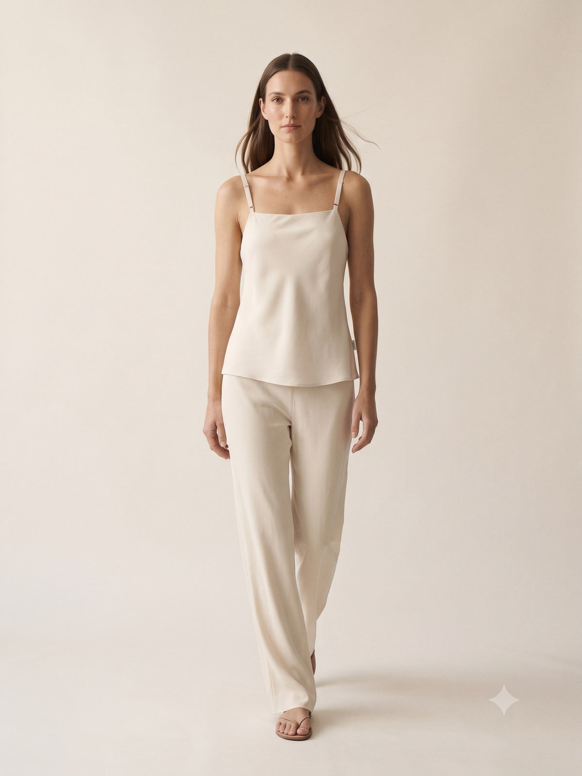 Halo Bias Silk Camisole in Bone, front