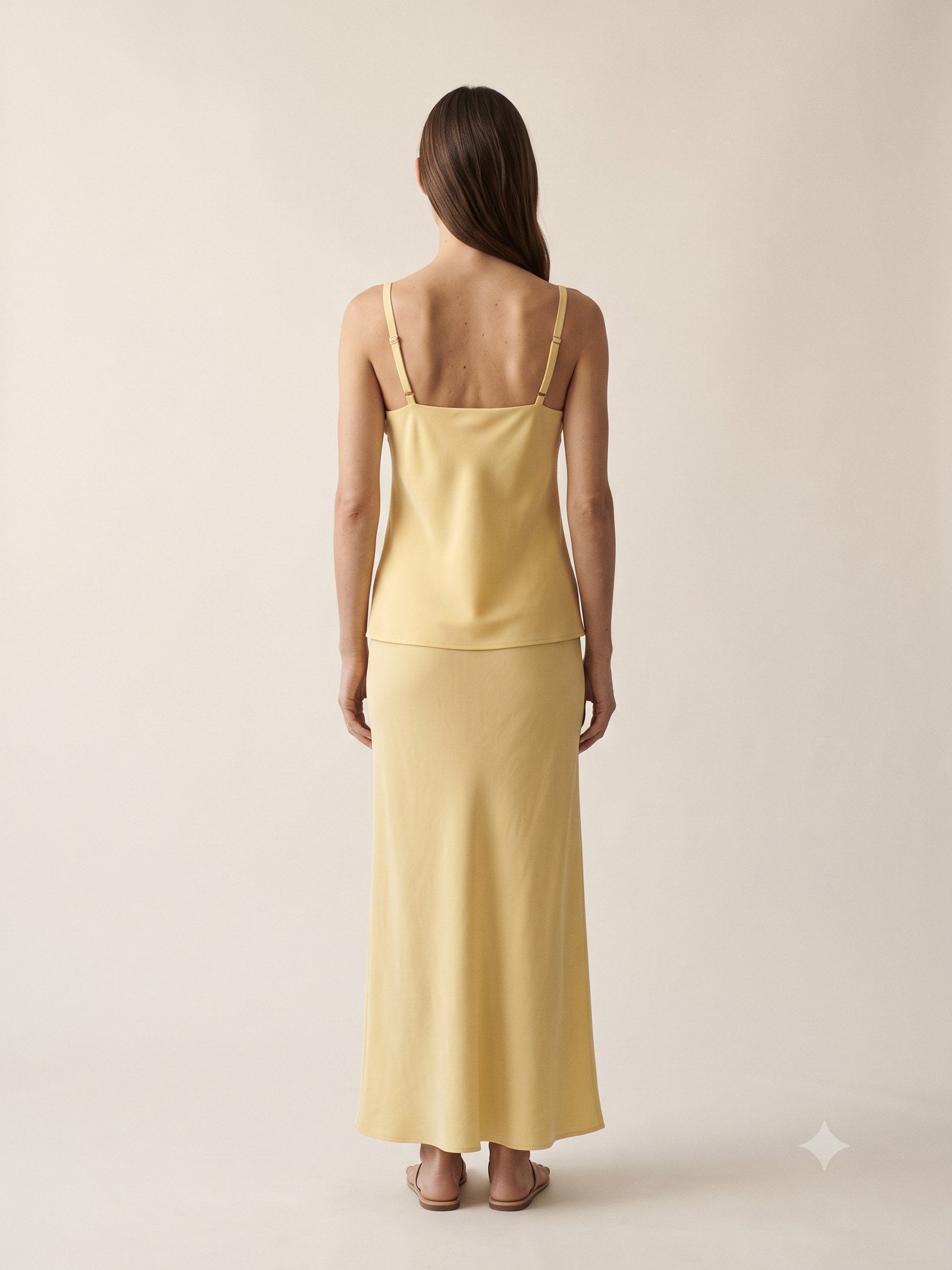 Halo Bias Silk Camisole in Butter, back