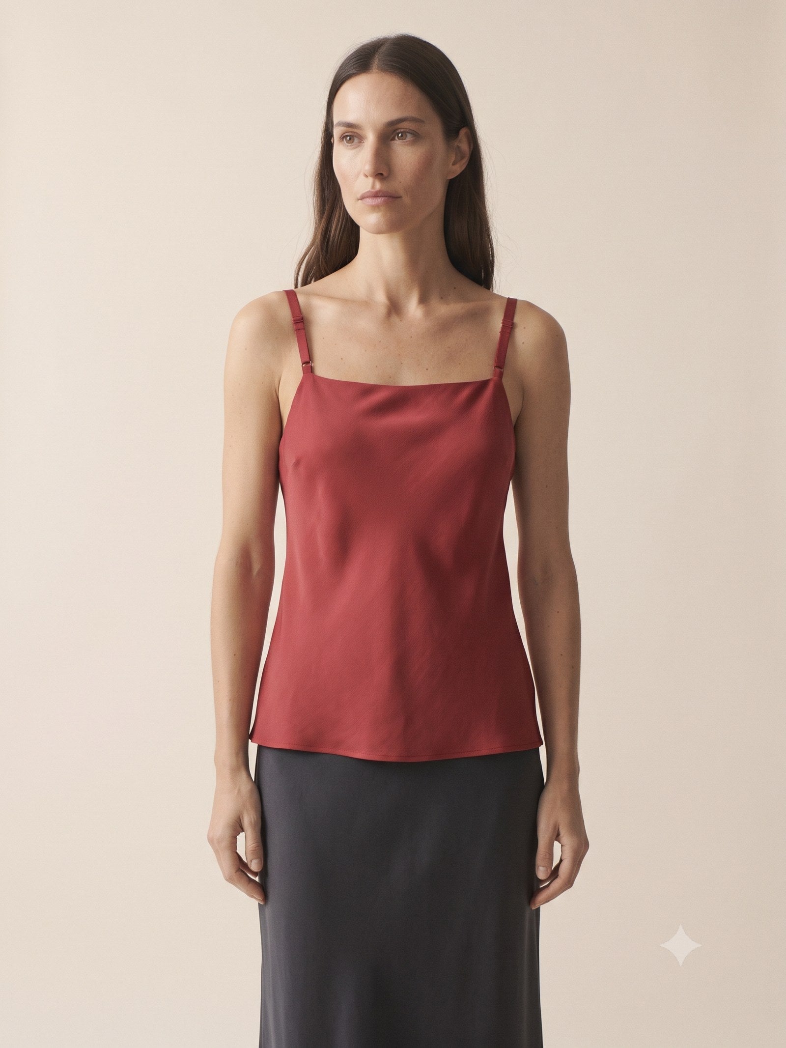 Halo Bias Silk Camisole in Cherry Lacquer, front
