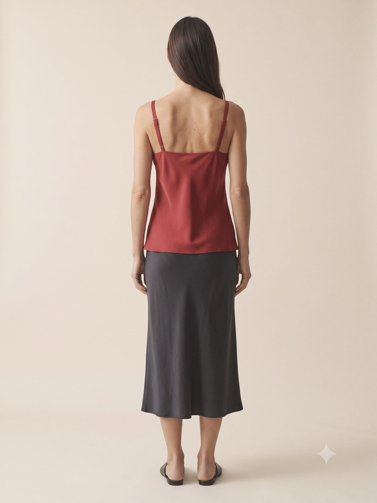 Halo Bias Silk Camisole in Cherry Lacquer, back