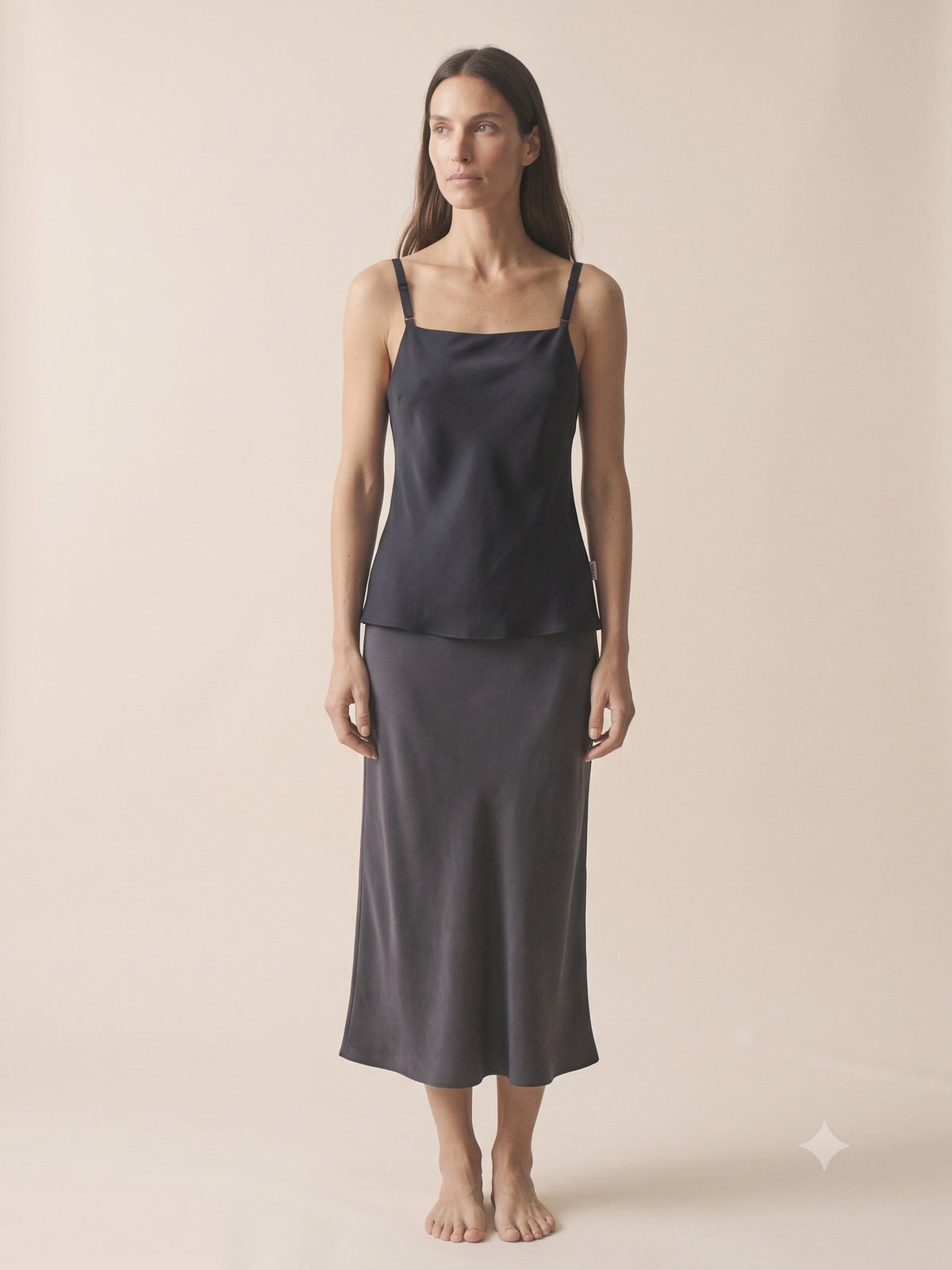 Halo Bias Silk Camisole in Ink, front