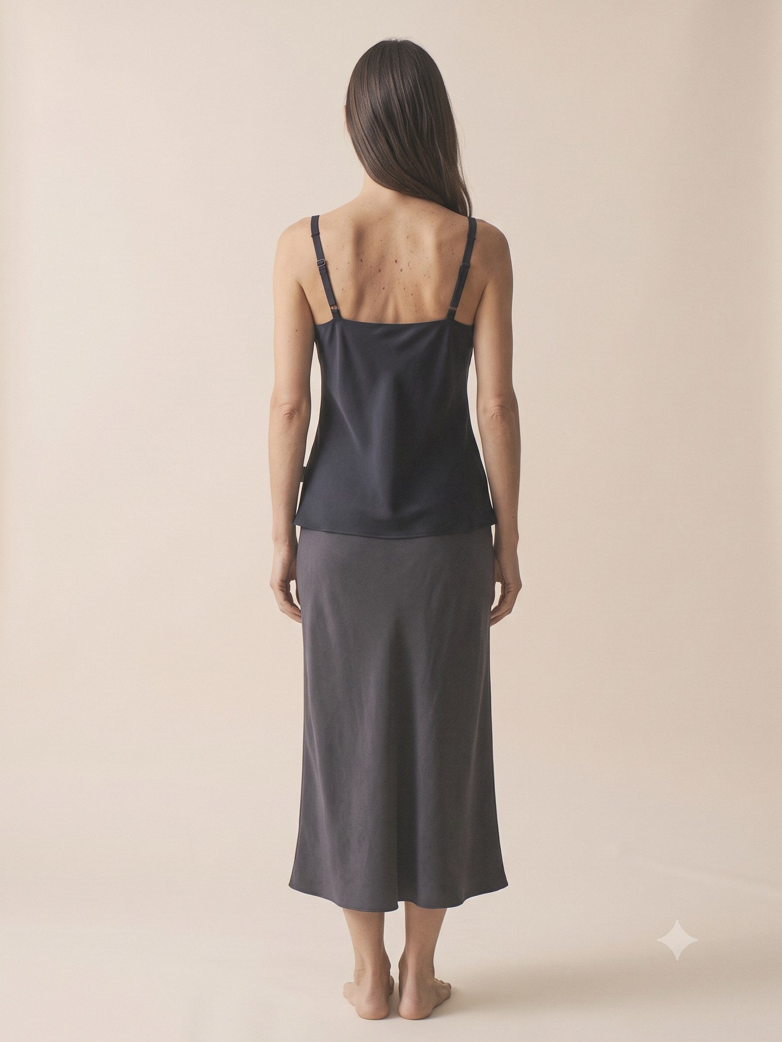 Halo Bias Silk Camisole in Ink, back