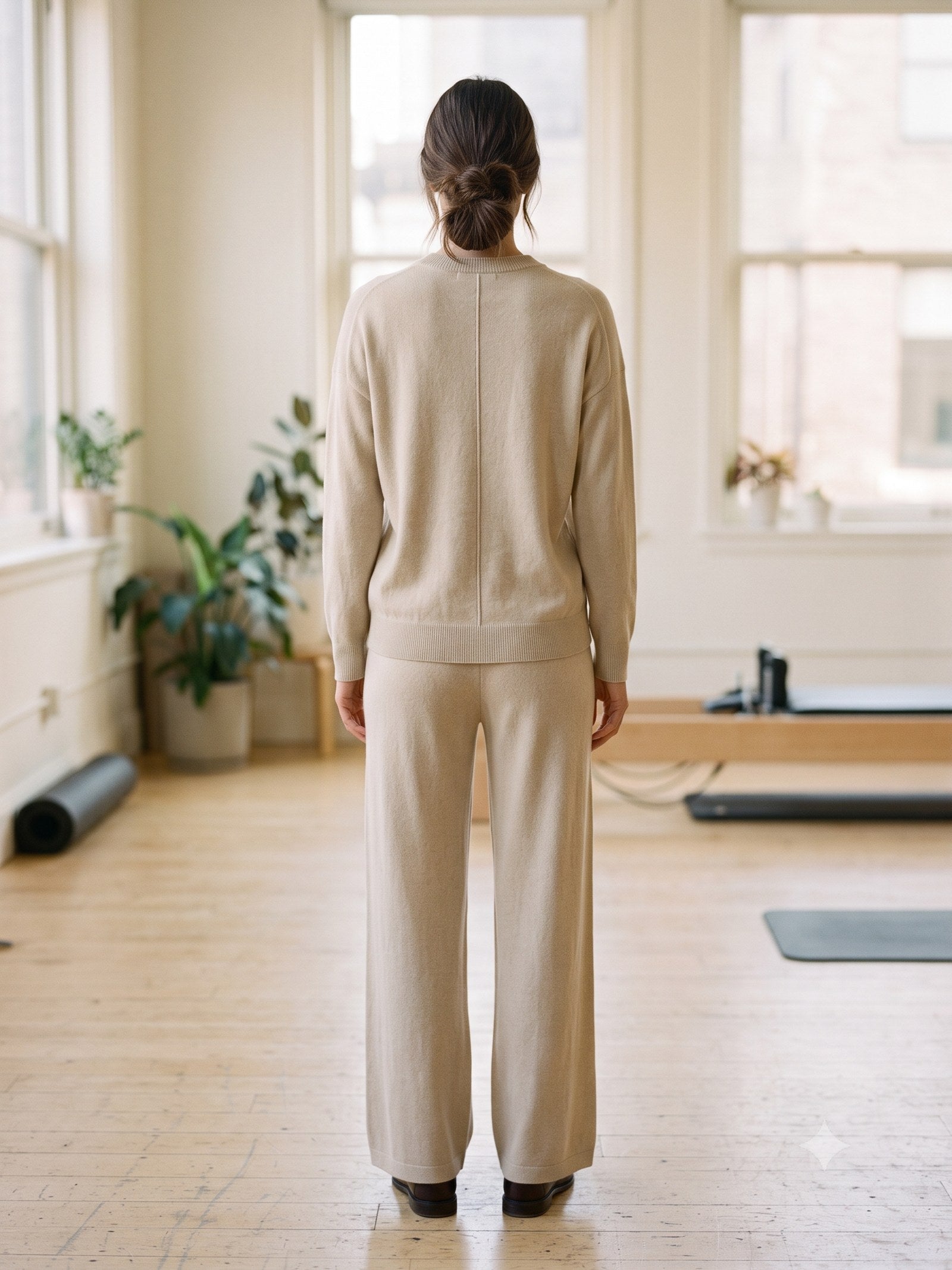 Idle Cashmere-Blend Lounge Set in Oat, back
