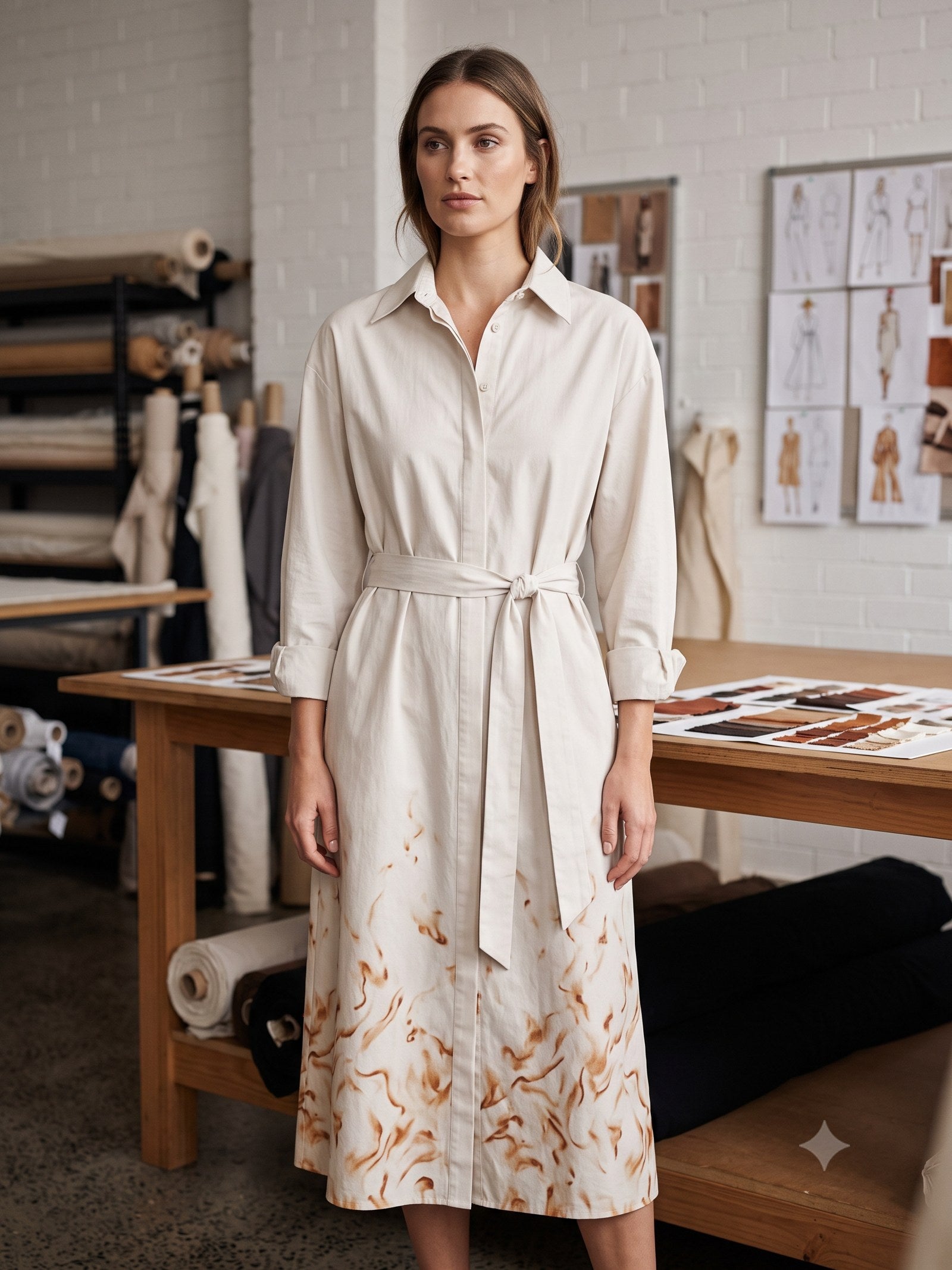 Ignis Print Cotton Shirt Dress in Ignis Cloud, front