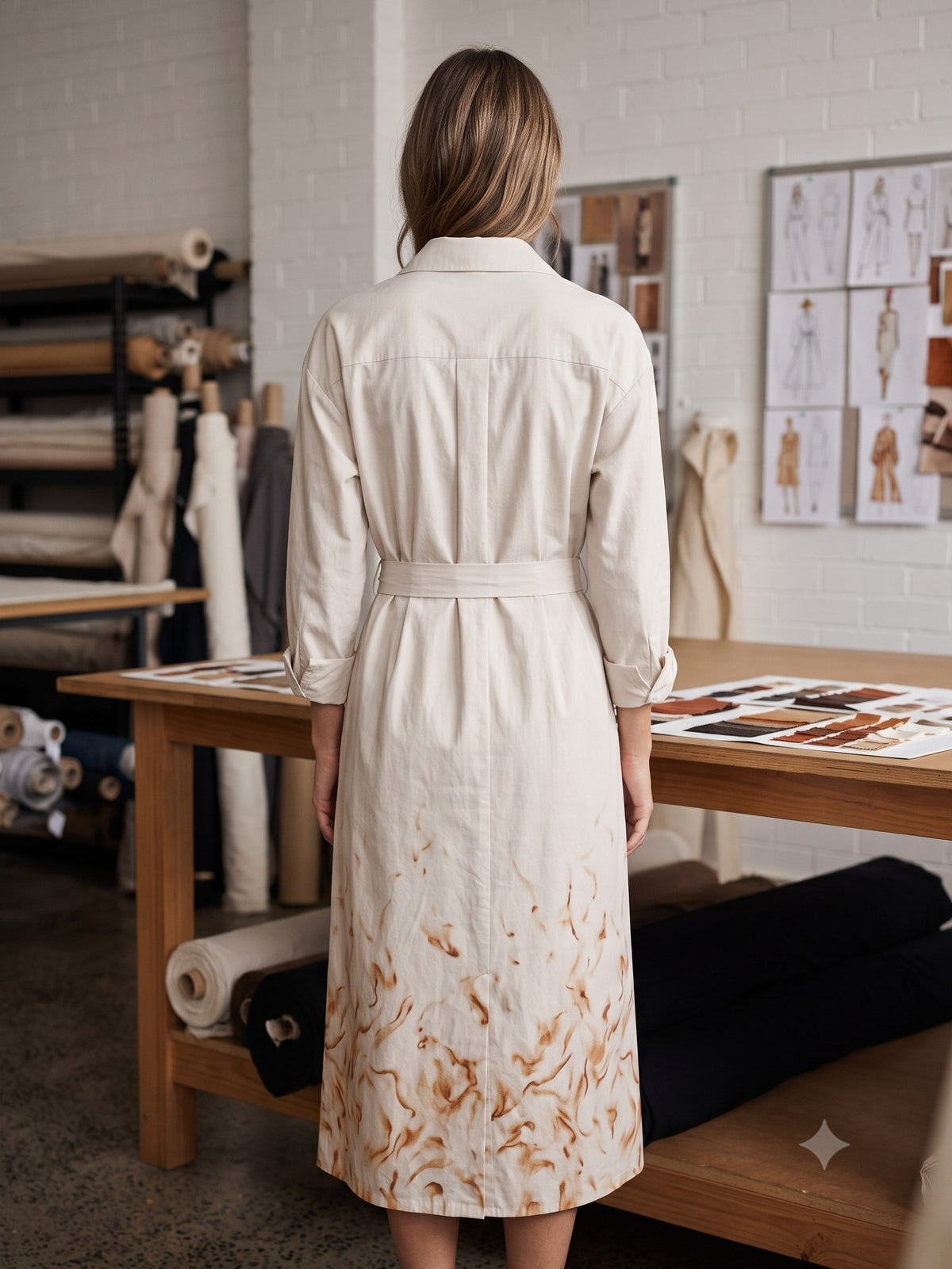 Ignis Print Cotton Shirt Dress in Ignis Cloud, back