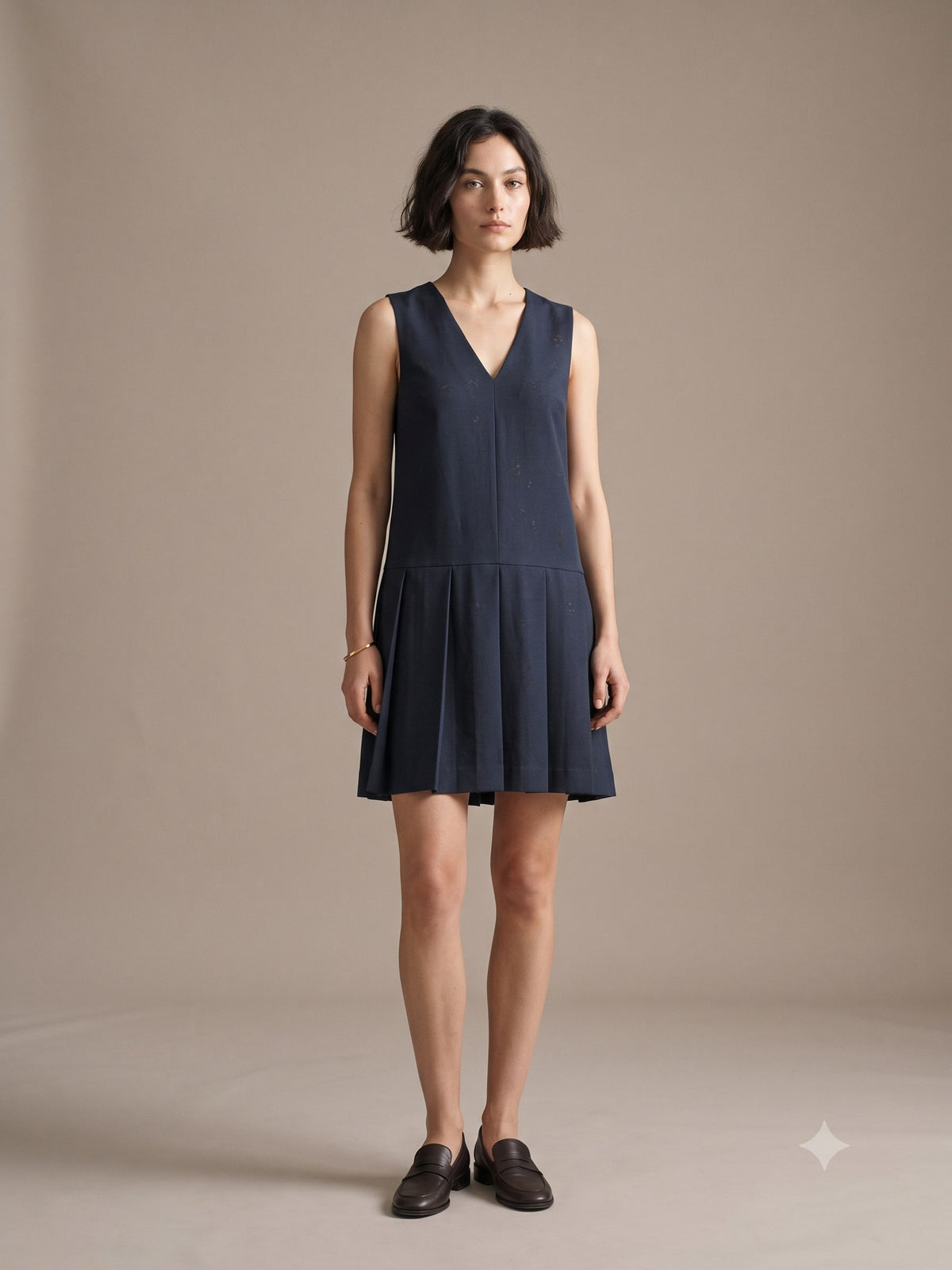 Ignis Print Cotton-Silk Mini Dress in Ignis Ink, front