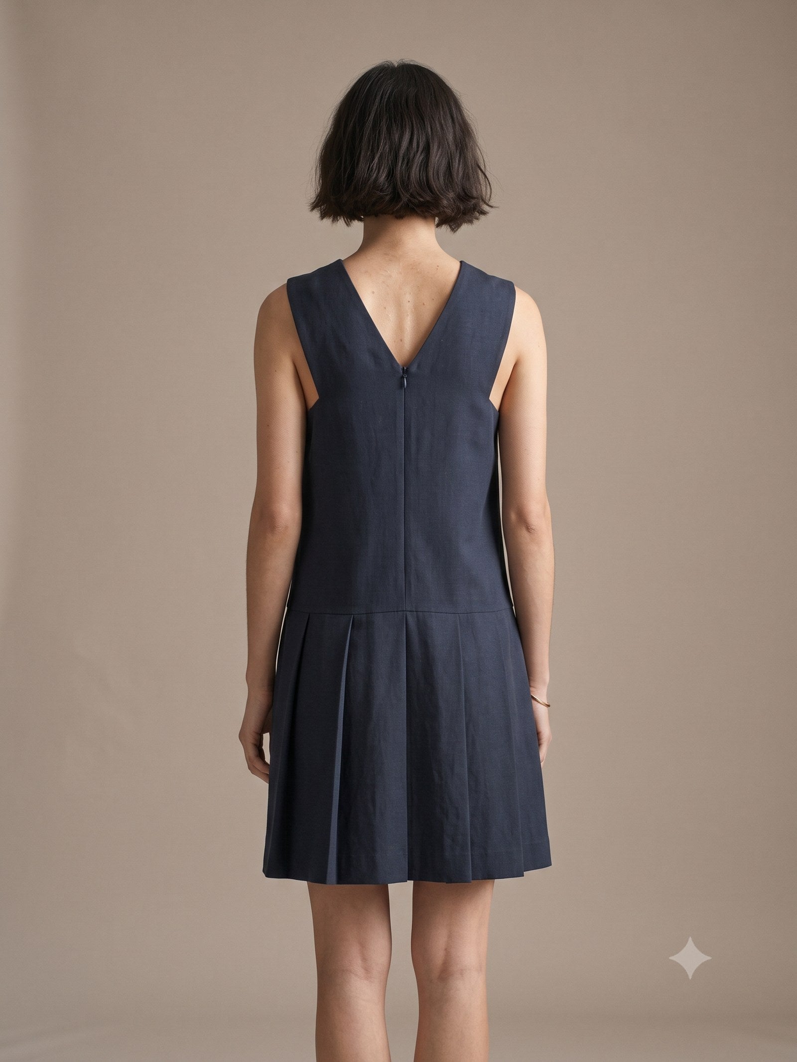 Ignis Print Cotton-Silk Mini Dress in Ignis Ink, back
