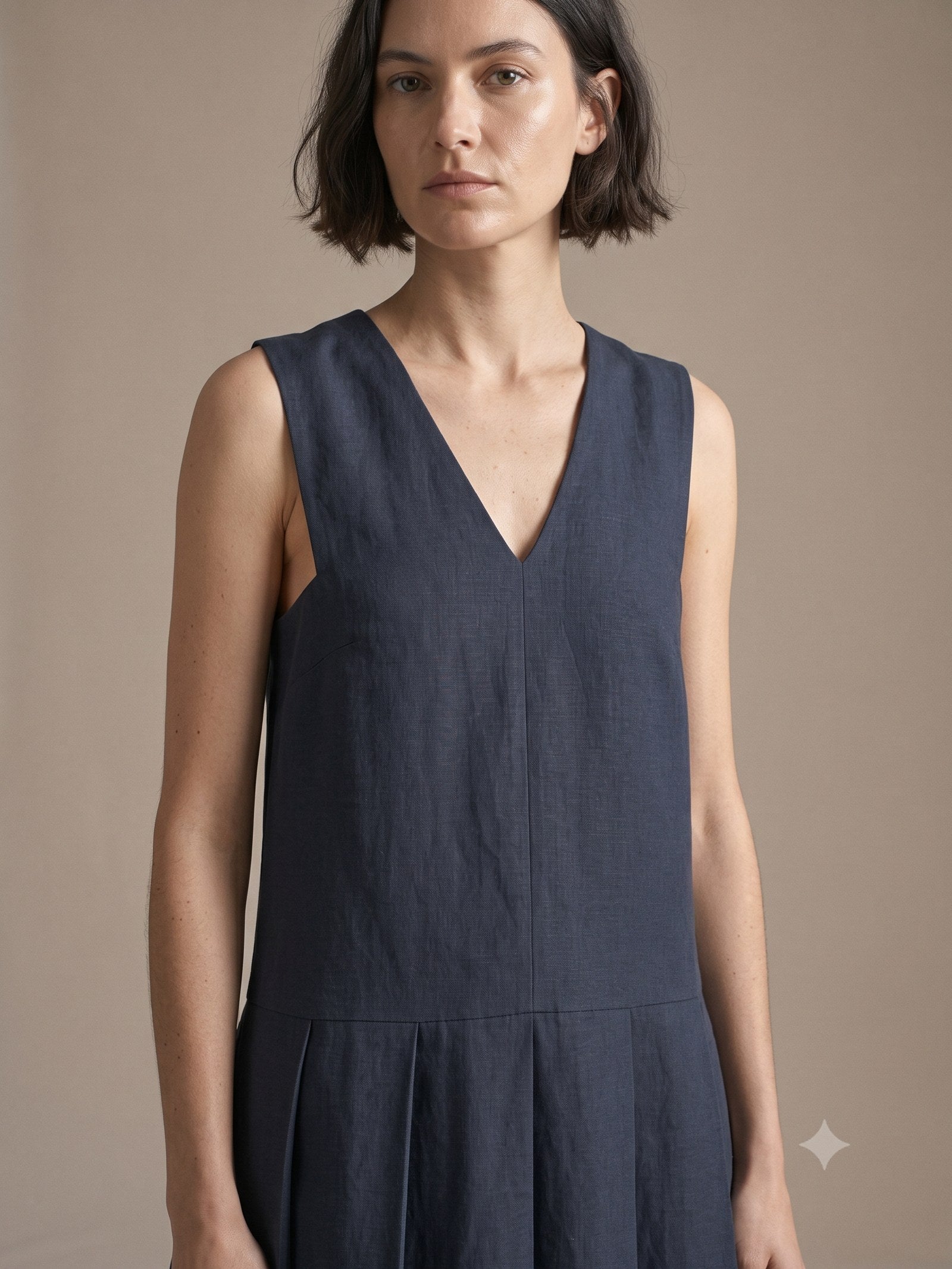 Ignis Print Cotton-Silk Mini Dress in Ignis Ink, detail