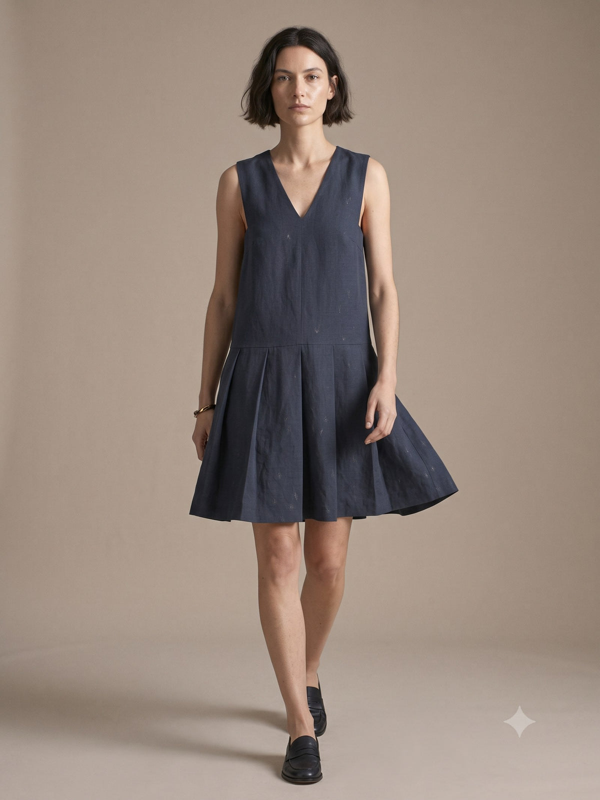 Ignis Print Cotton-Silk Mini Dress in Ignis Ink, in motion