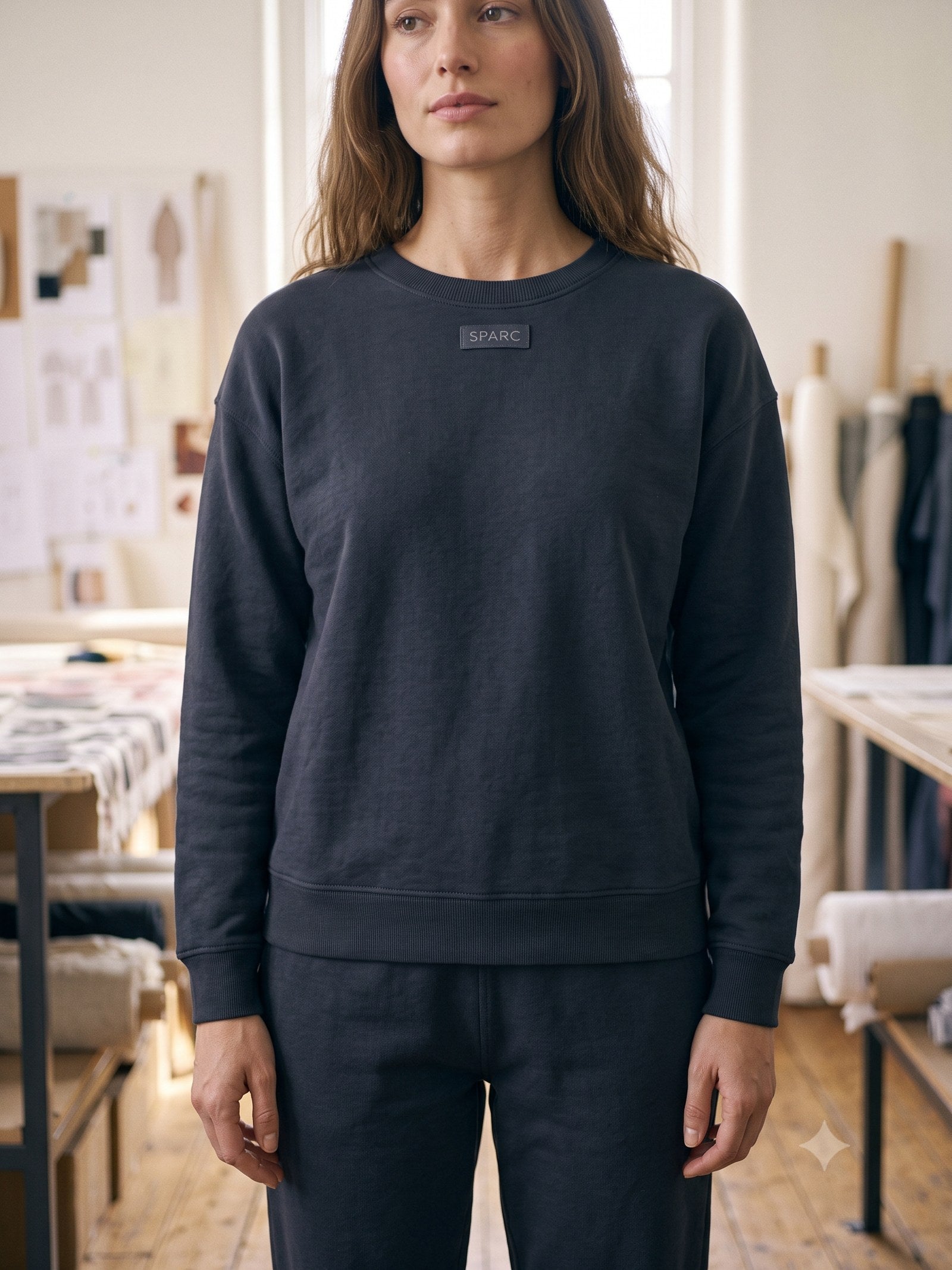 Ignis Print French Terry Sweat in Ink, detail