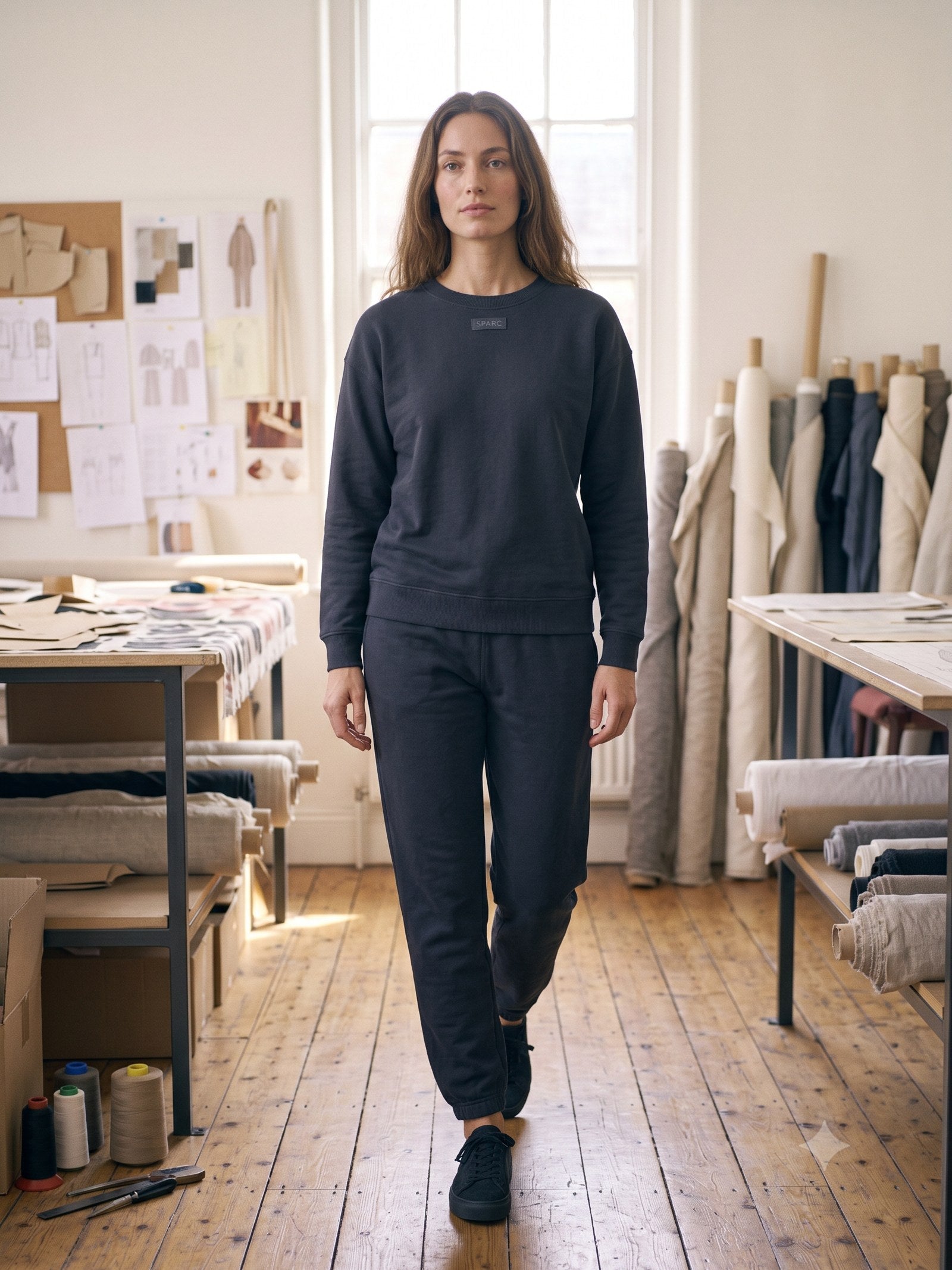 Ignis Print French Terry Sweat in Ink, in motion