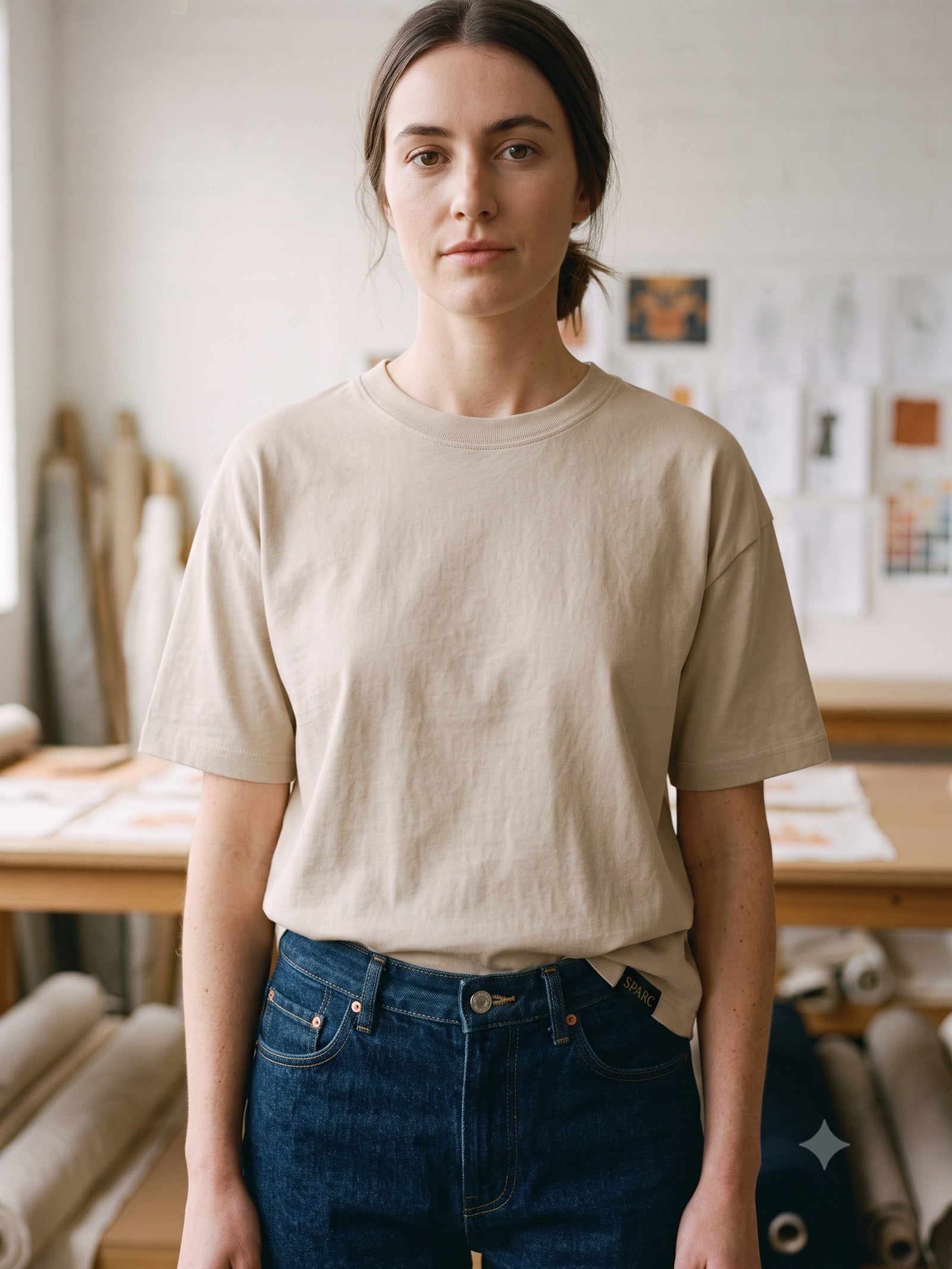 Ignis Print Organic Tee in Cloud, detail