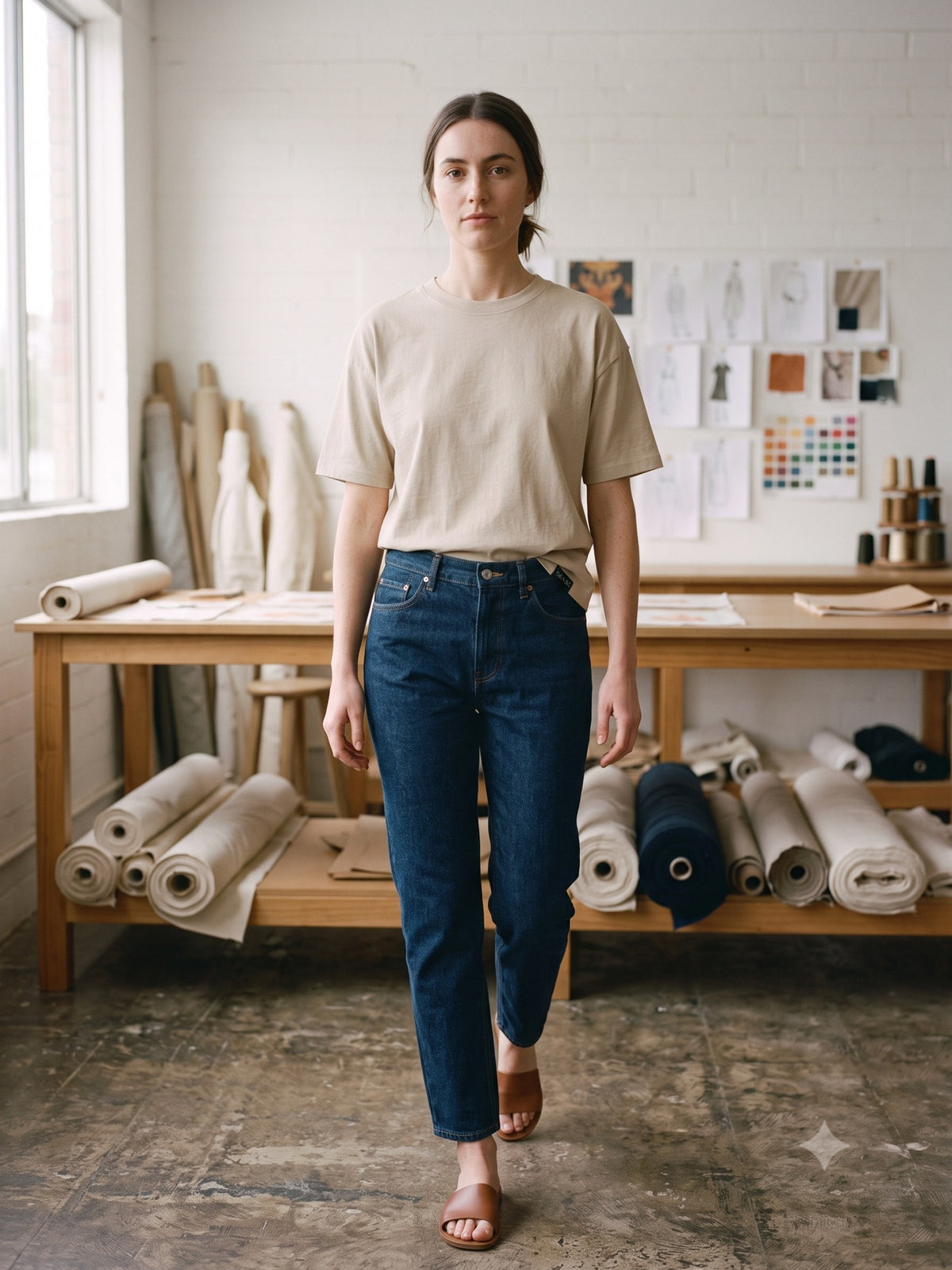 Ignis Print Organic Tee in Cloud, in motion