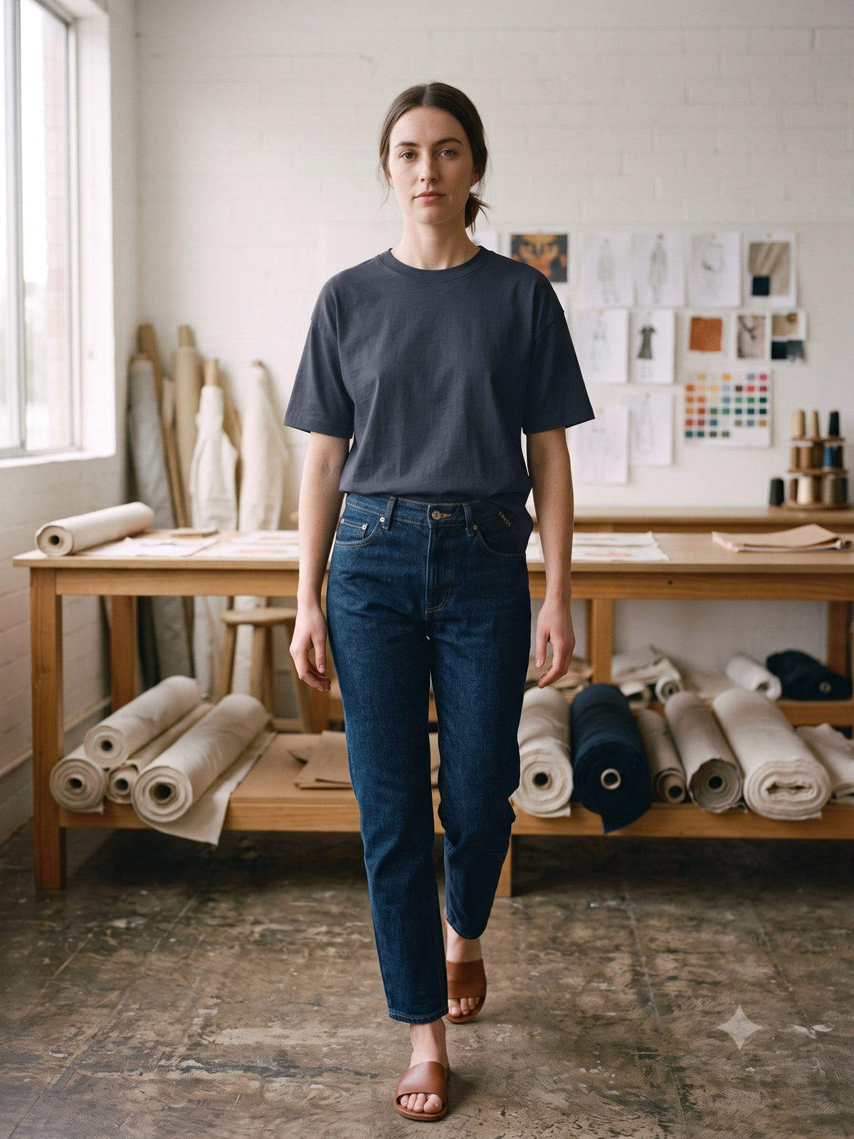 Ignis Print Organic Tee in Ink, front
