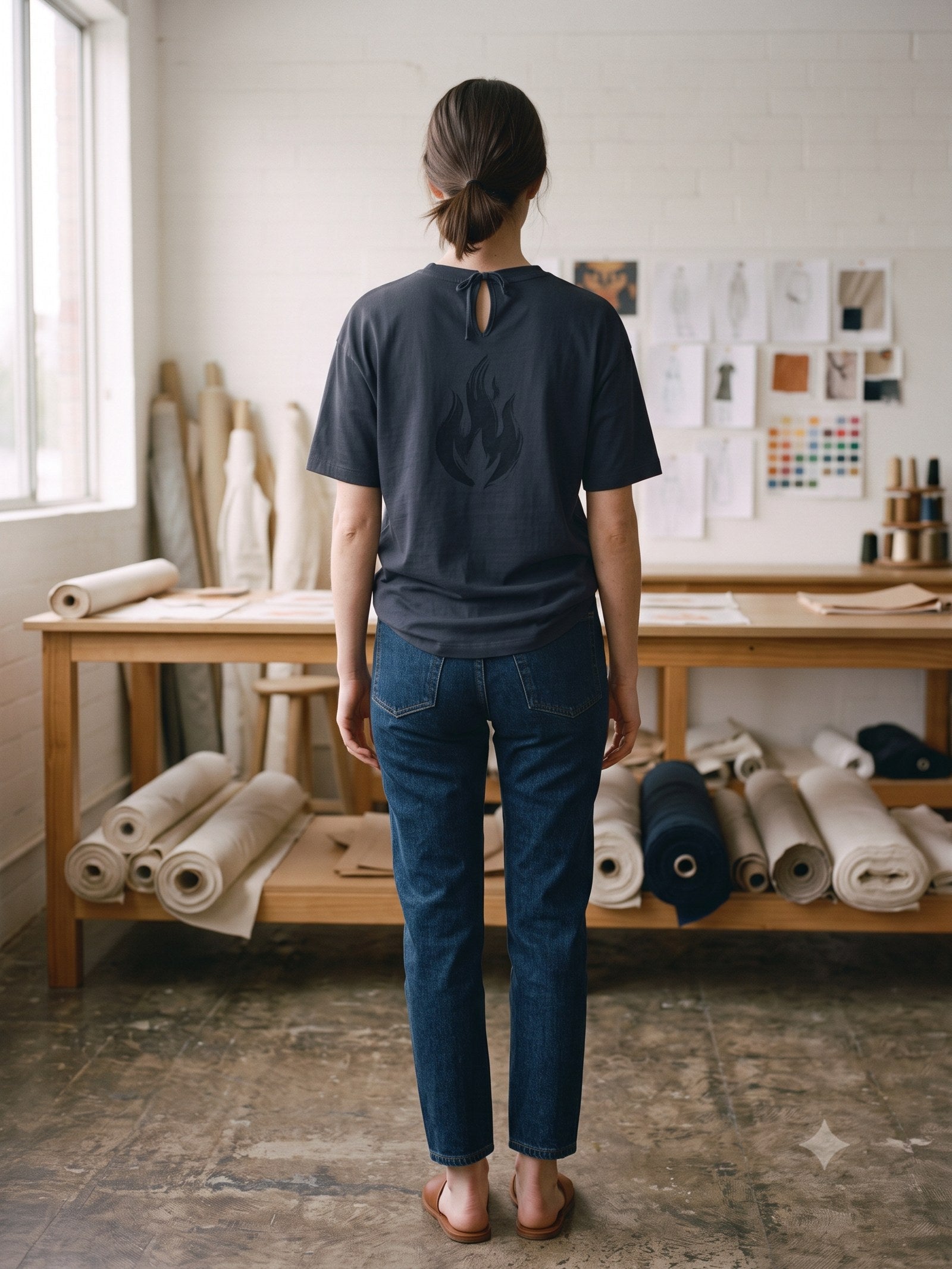 Ignis Print Organic Tee in Ink, back