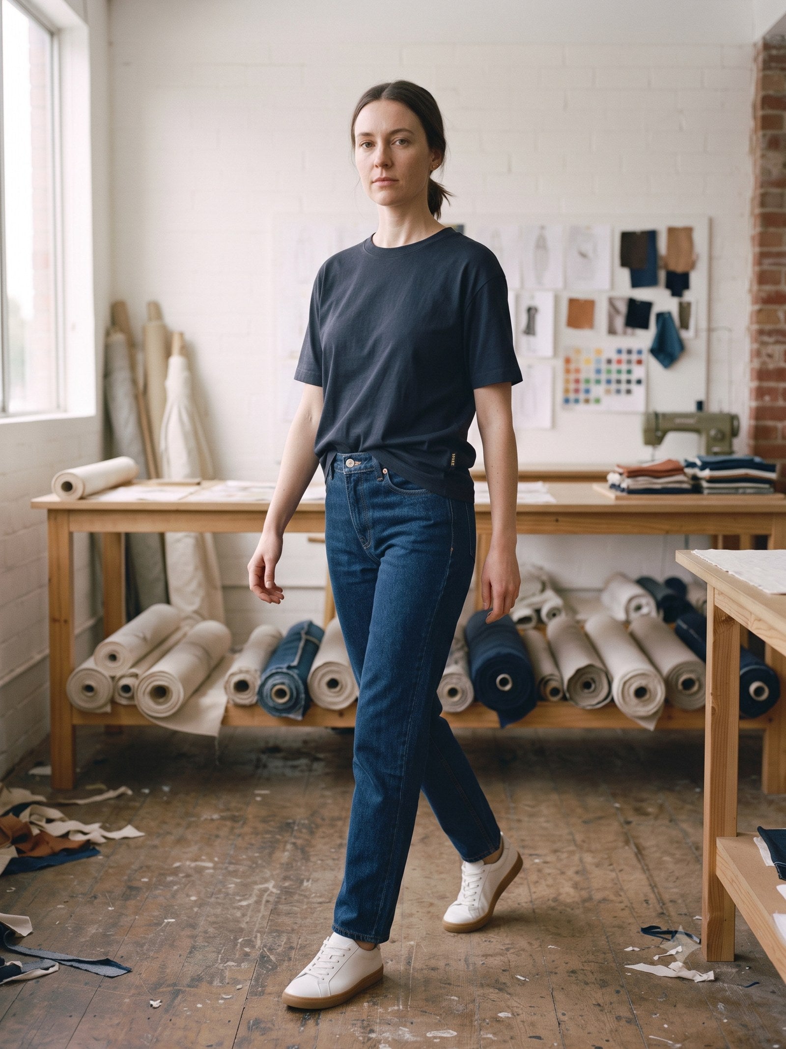 Ignis Print Organic Tee in Ink, in motion