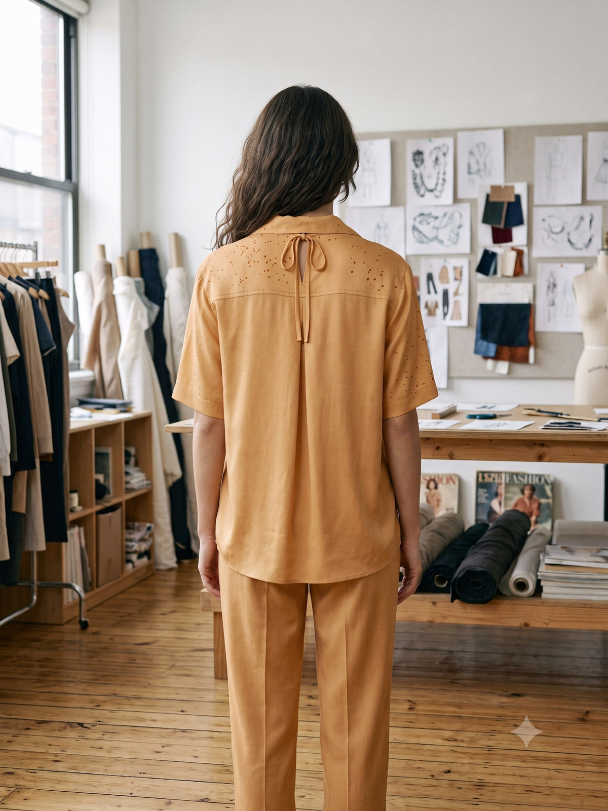 Ignis Print Silk Shirt in Ignis Butter, back
