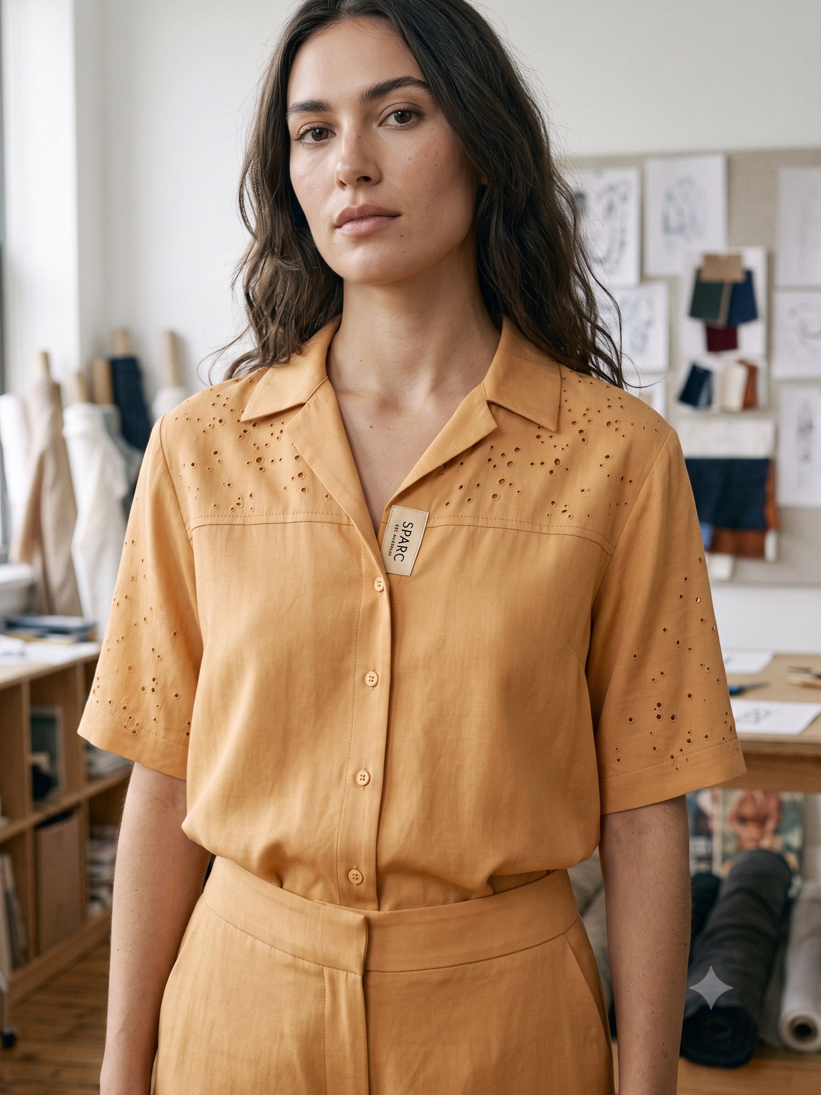 Ignis Print Silk Shirt in Ignis Butter, detail