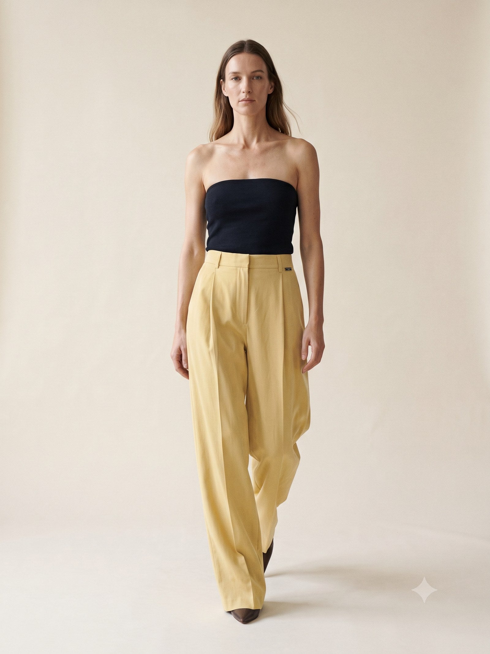 Ignis Print Silk Wide-Leg Trouser in Ignis Butter, front