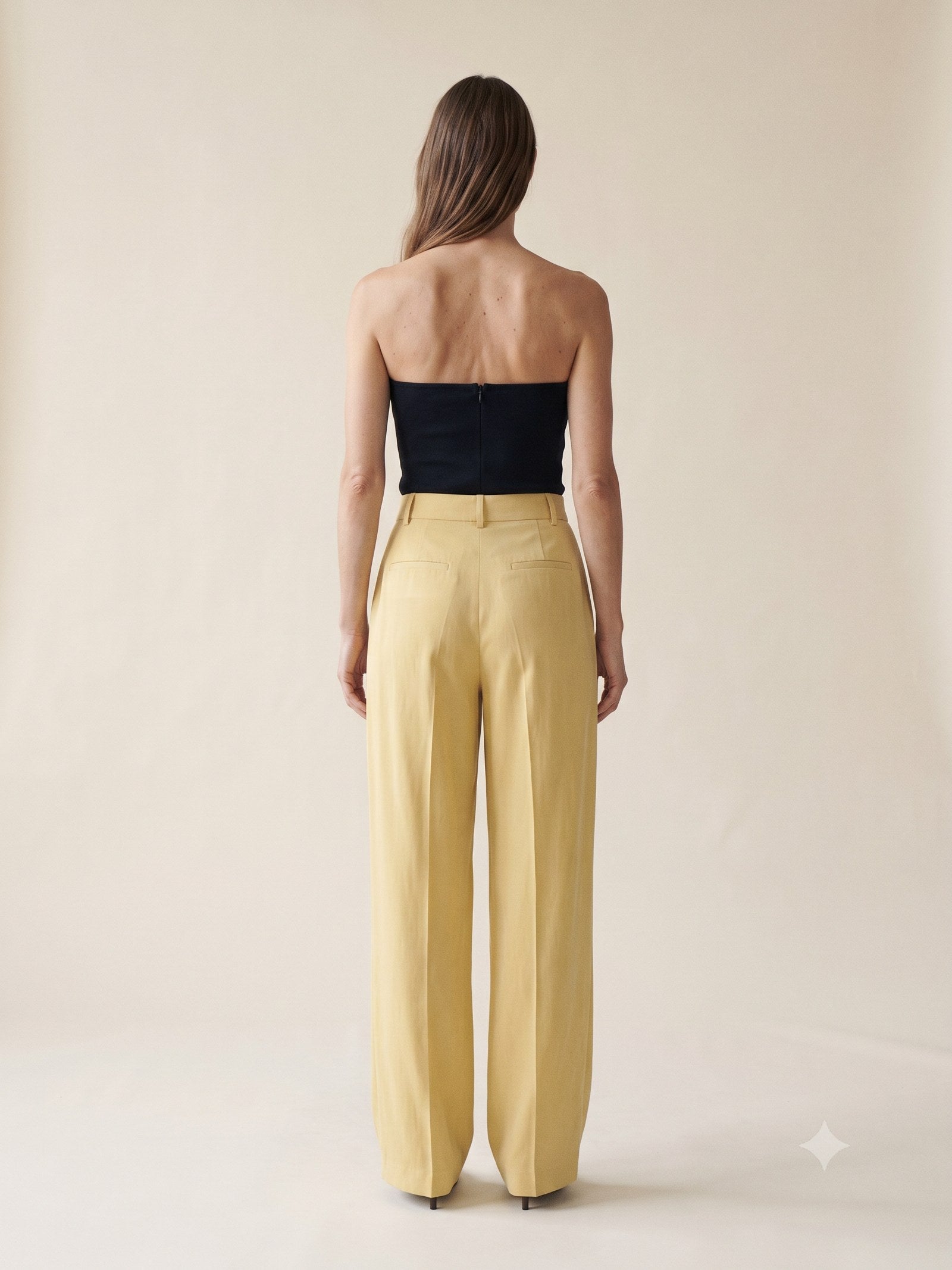 Ignis Print Silk Wide-Leg Trouser in Ignis Butter, back