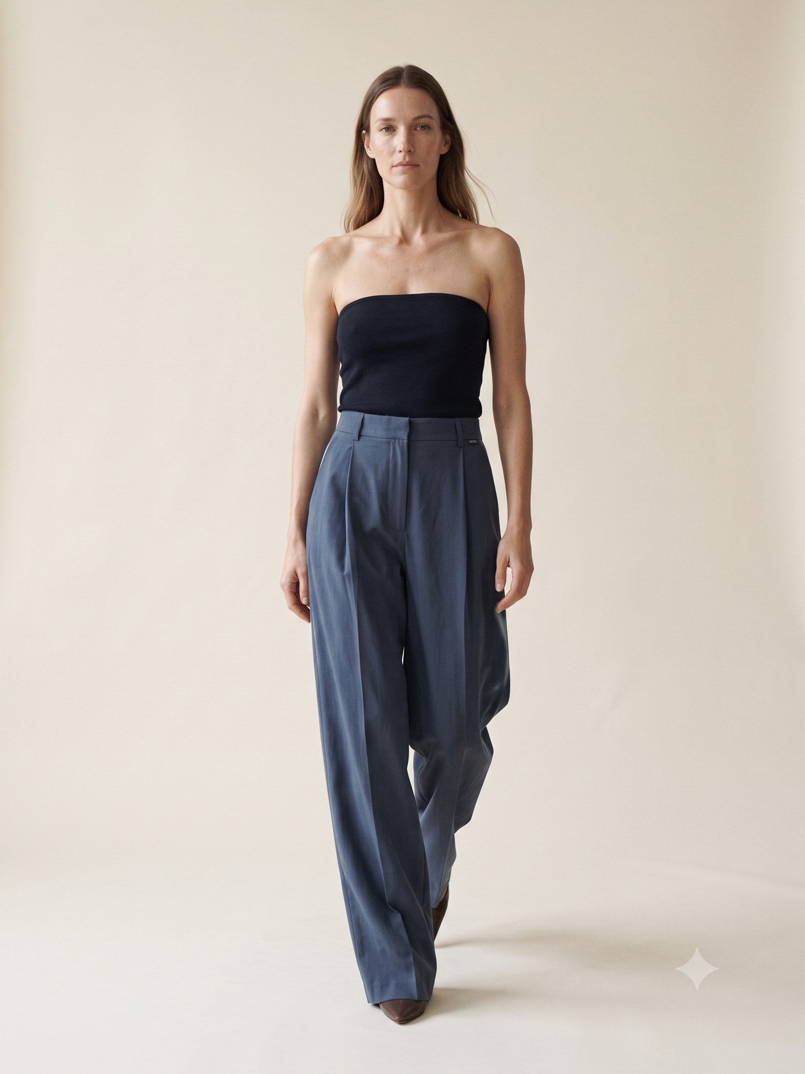 Ignis Print Silk Wide-Leg Trouser in Ignis Ink, in motion