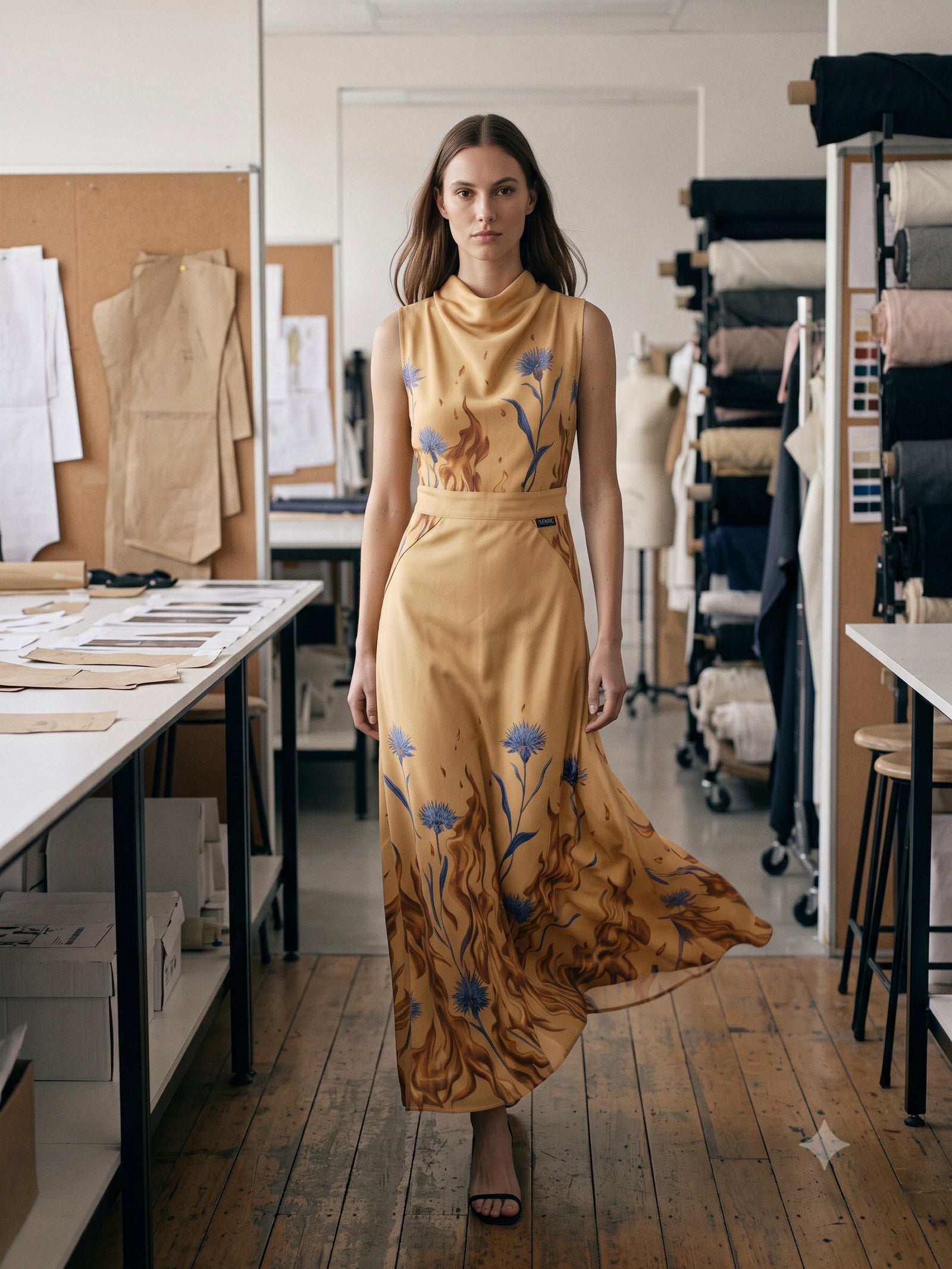 Ignis Silk Twill Scarf in Ignis Butter, front