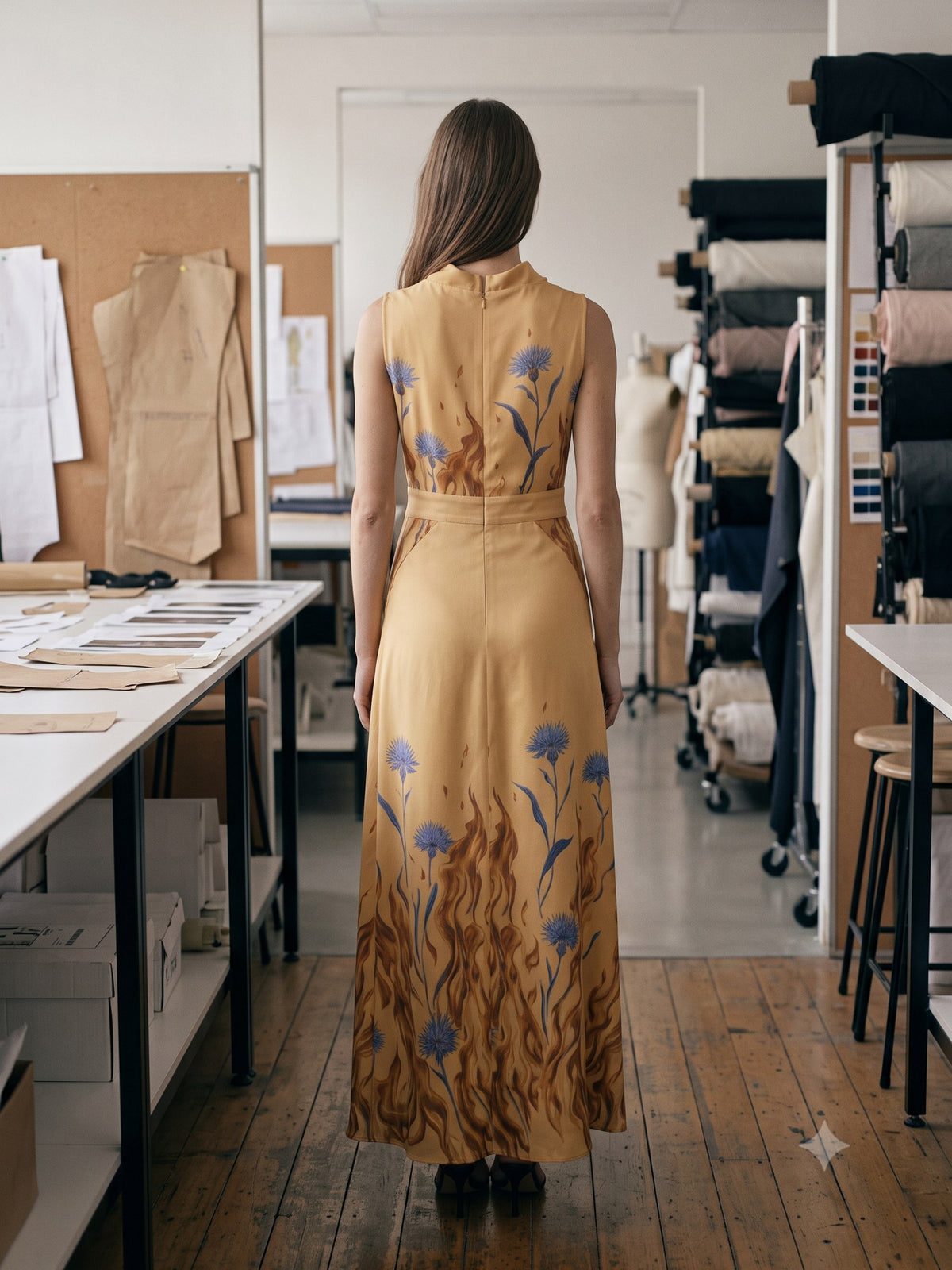 Ignis Silk Twill Scarf in Ignis Butter, back