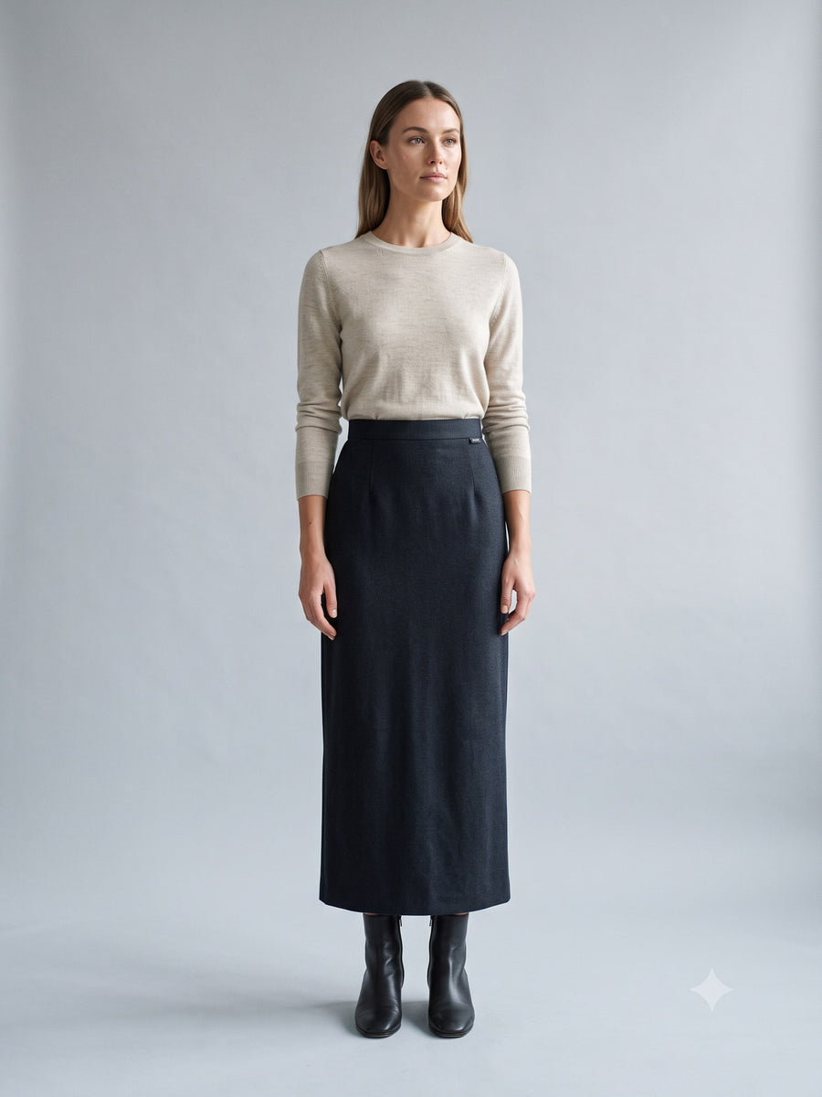 Keystone Wool Flannel Column Skirt