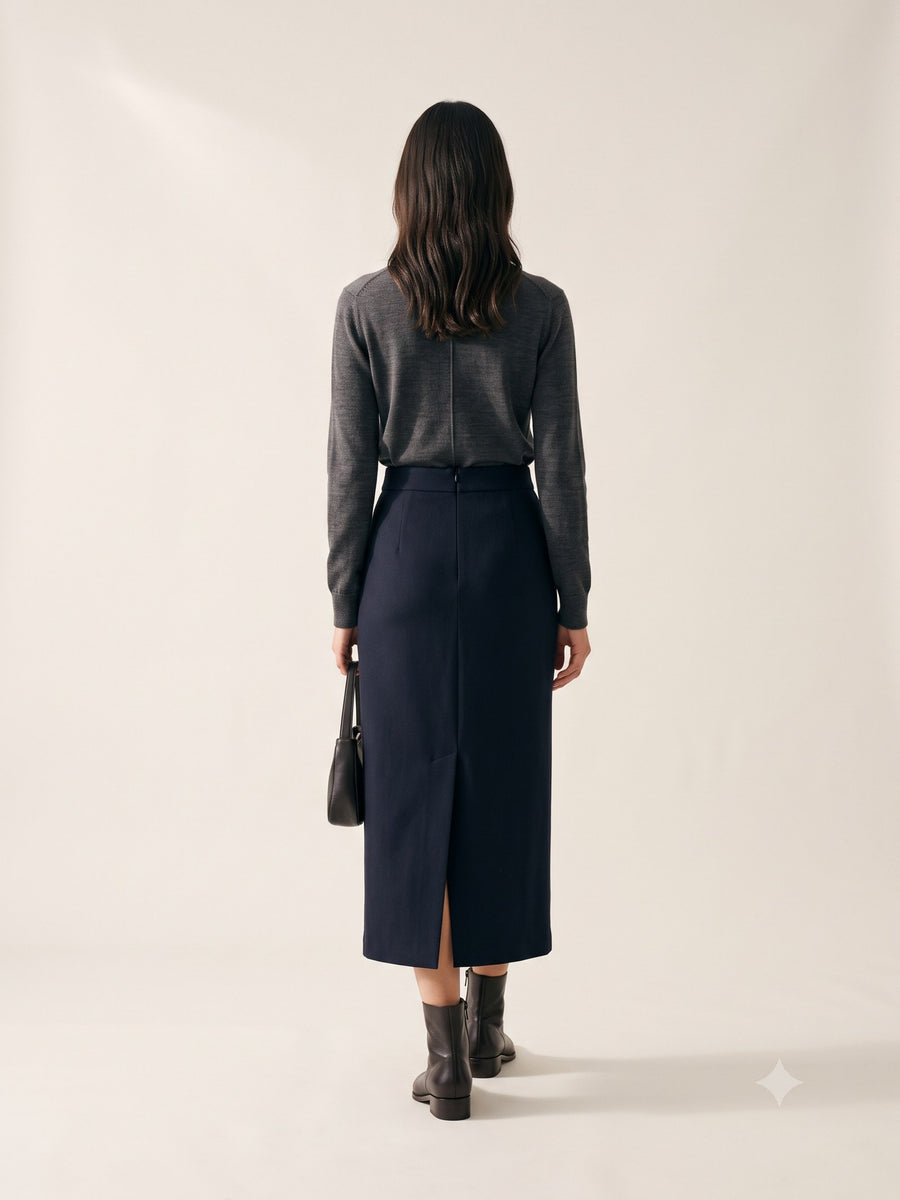 Keystone Wool Flannel Column Skirt