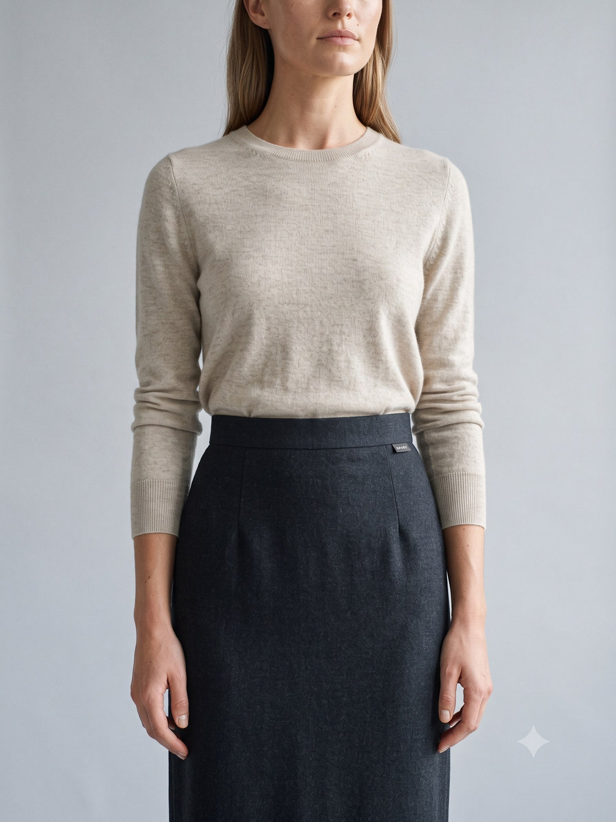 Keystone Wool Flannel Column Skirt in Ink, detail