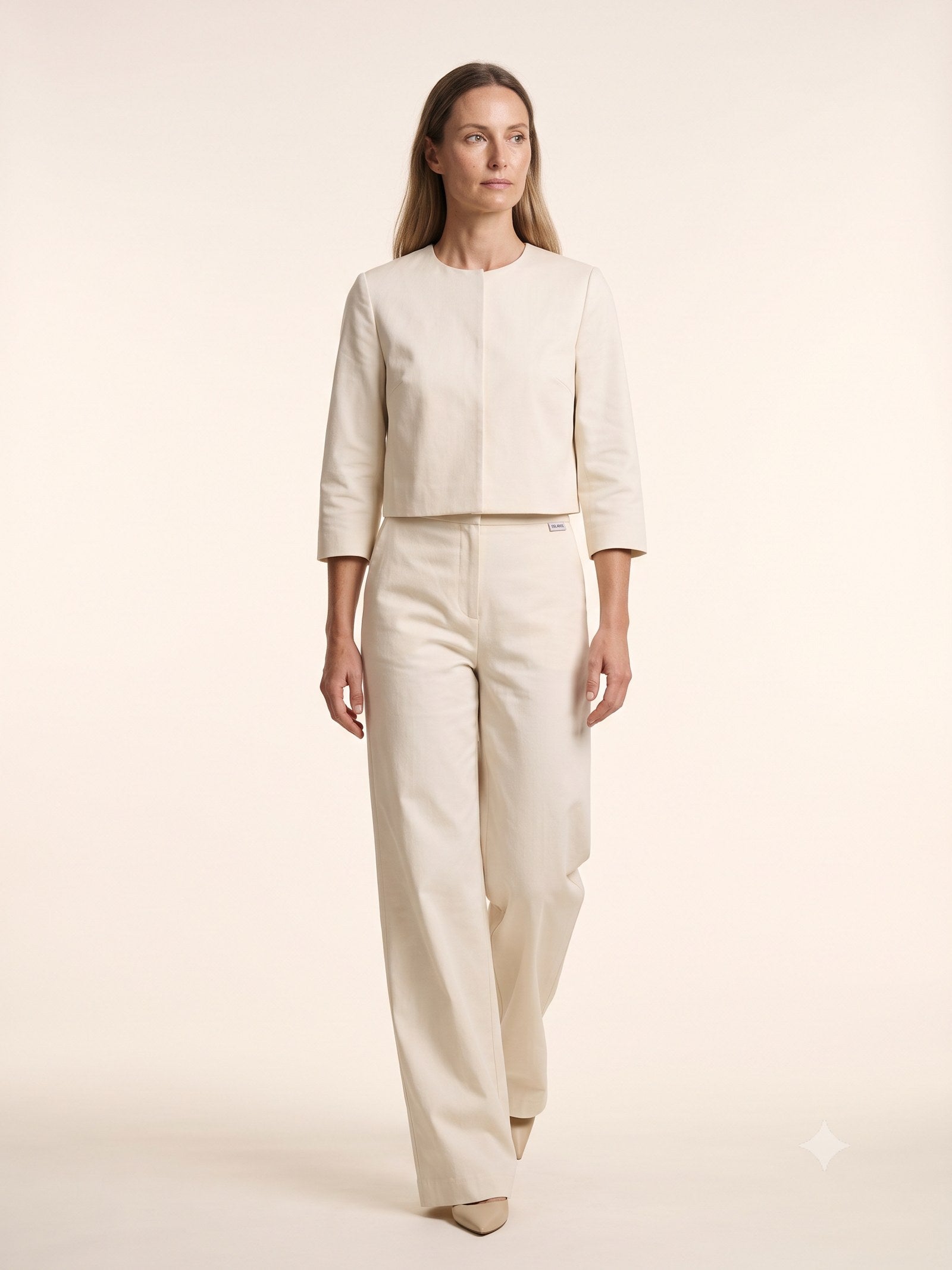 Kiln Cotton Faille Jacket and Trouser Set in Bone, front