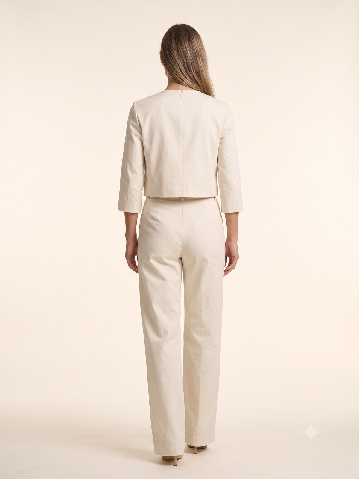 Kiln Cotton Faille Jacket and Trouser Set in Bone, back
