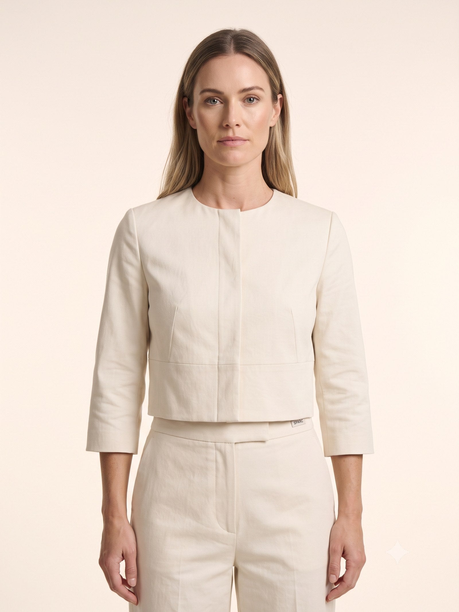 Kiln Cotton Faille Jacket and Trouser Set in Bone, detail