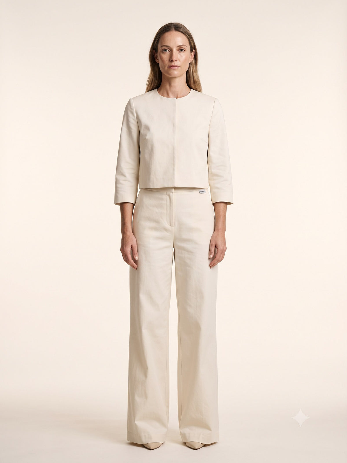 Kiln Cotton Faille Jacket and Trouser Set in Champagne, detail