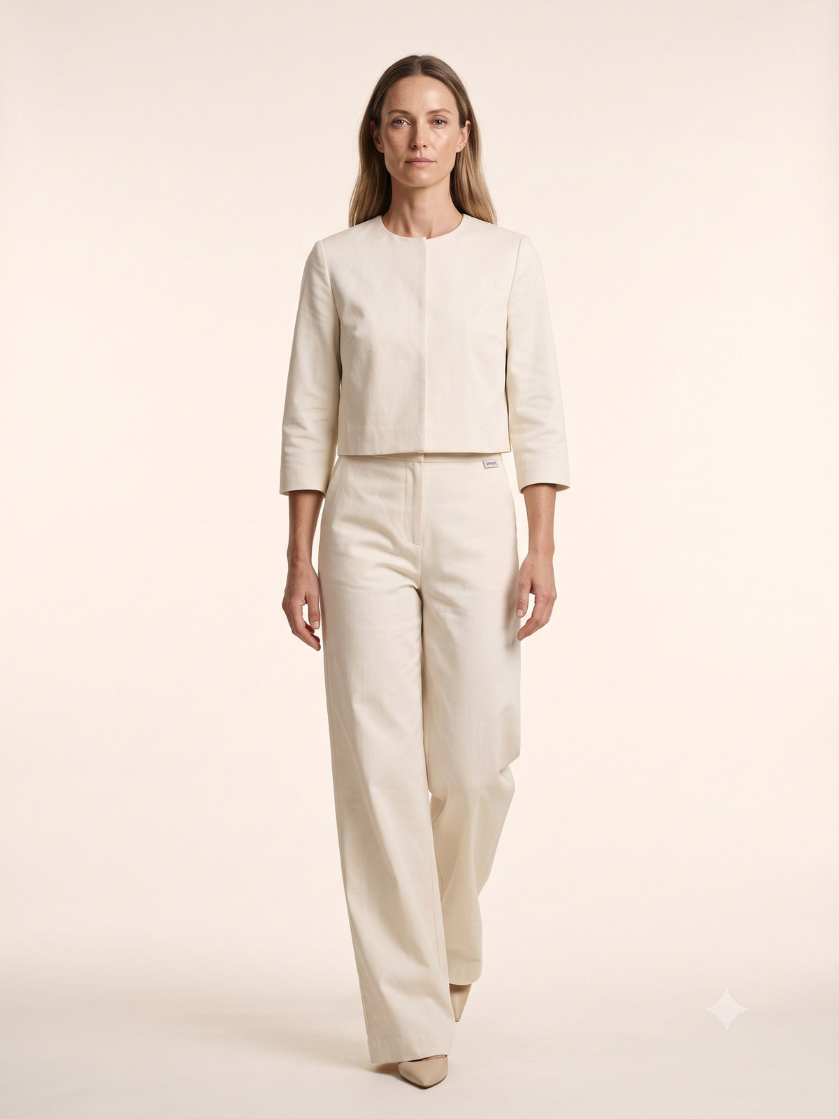 Kiln Cotton Faille Jacket and Trouser Set in Champagne, in motion