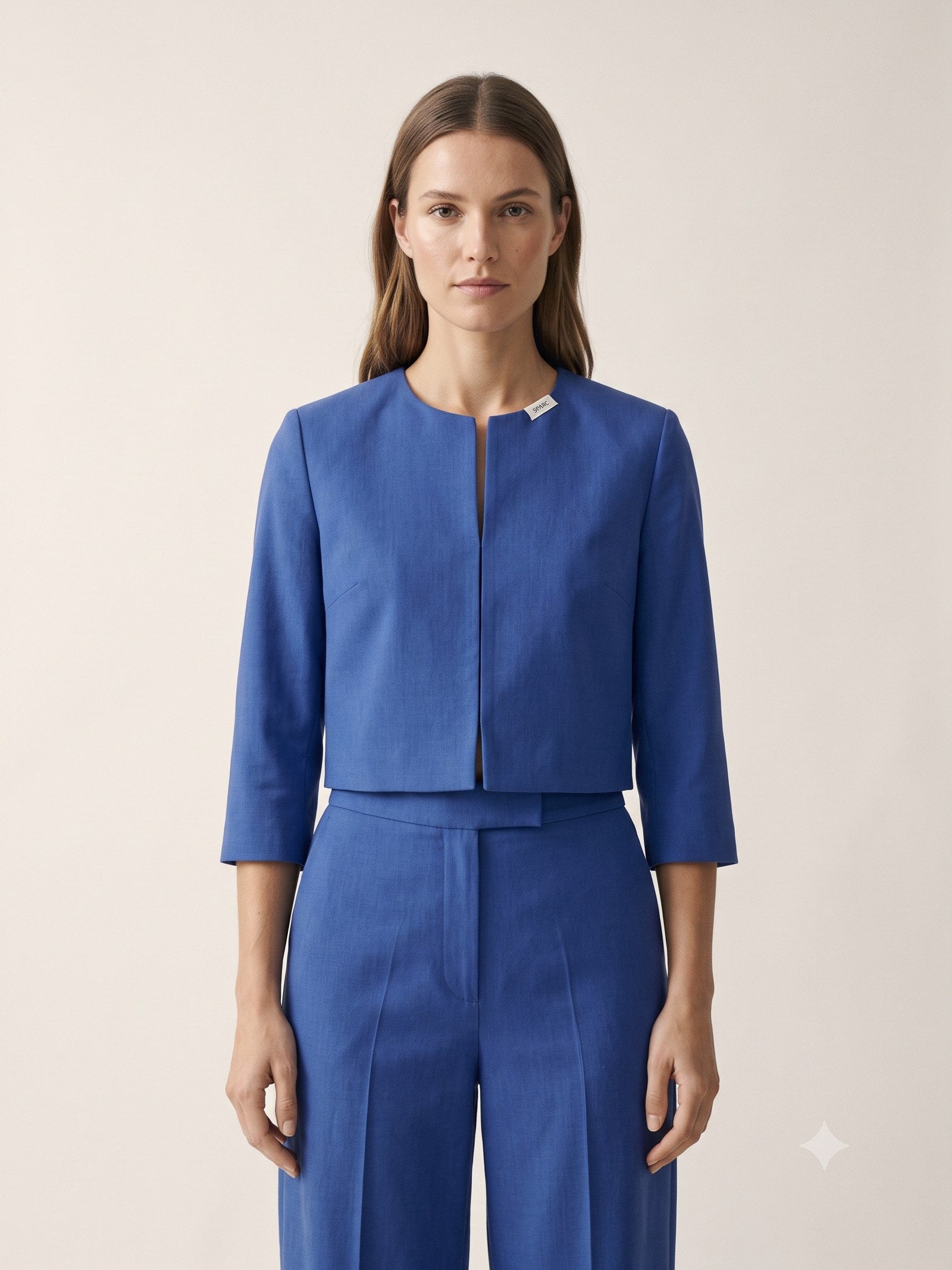 Kiln Cotton Faille Jacket and Trouser Set in Cobalt, detail
