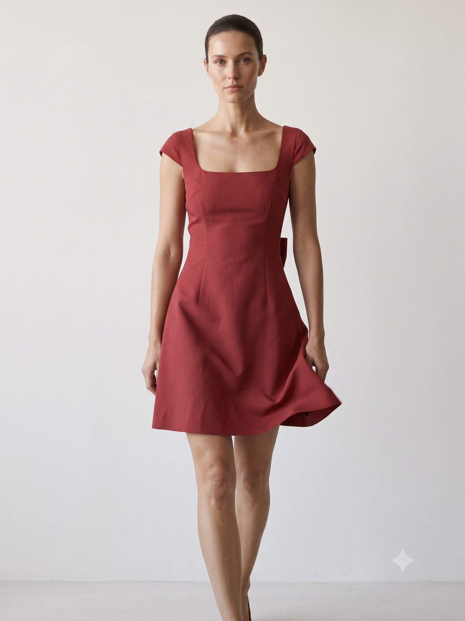 Kindle Faille Bow-Back Mini in Cherry Lacquer, in motion