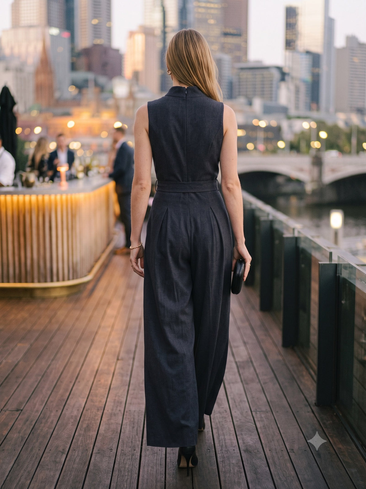 Lantern Wide-Leg Jumpsuit in Ink, back