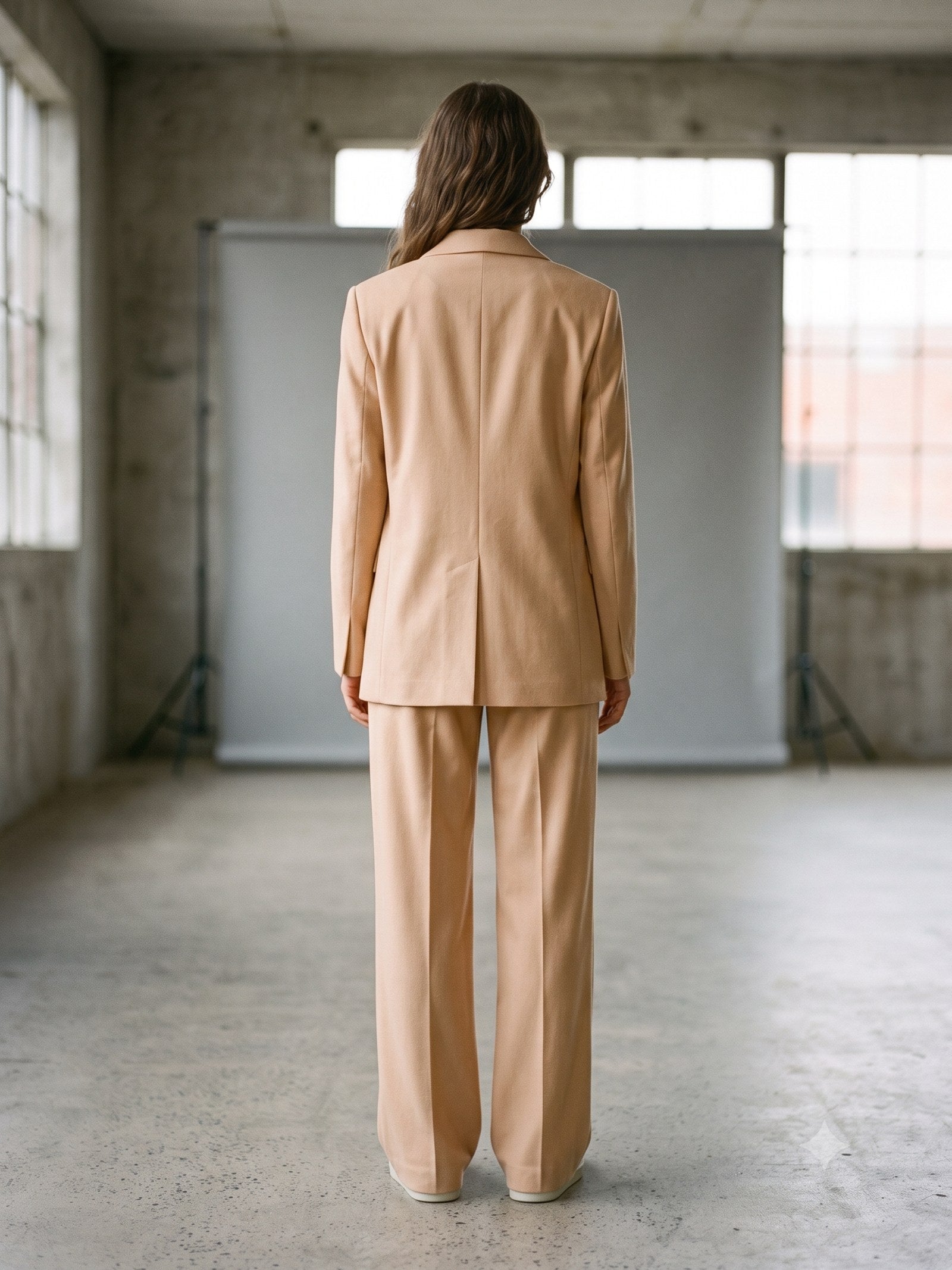 Line Wide-Leg Wool Trouser in Oat, back