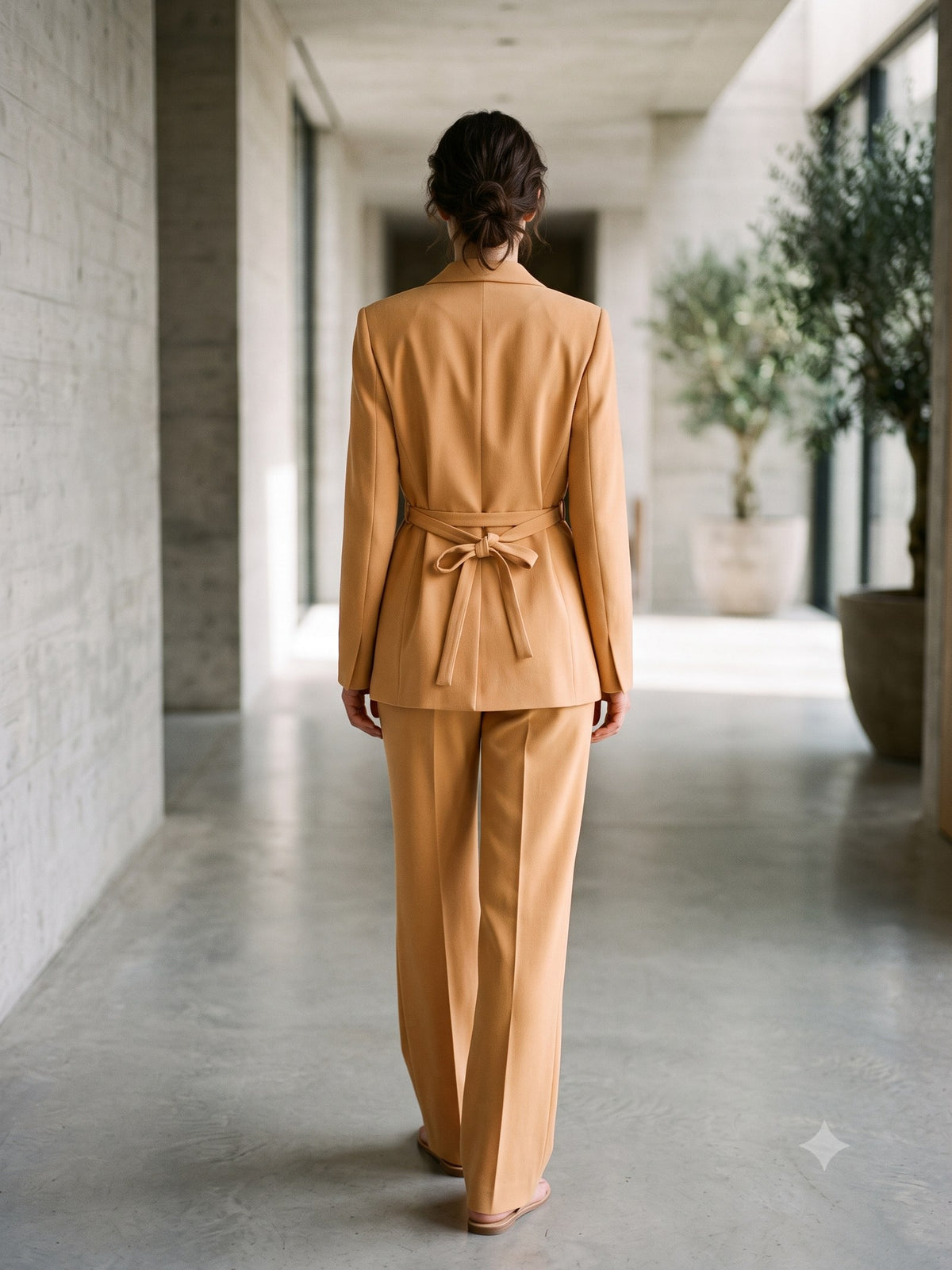 Lintel Ponte Suit Set in Butter, back