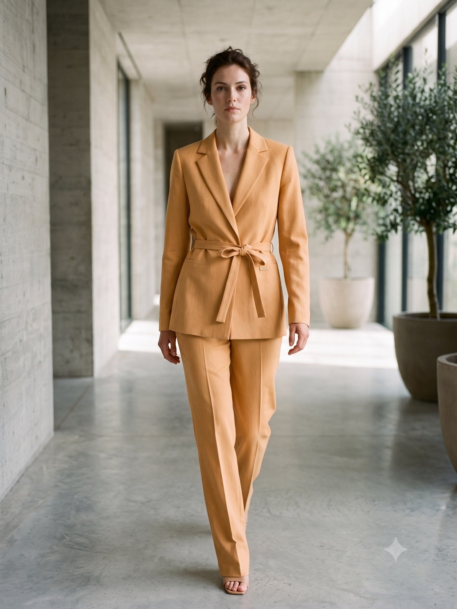 Lintel Ponte Suit Set in Butter, in motion
